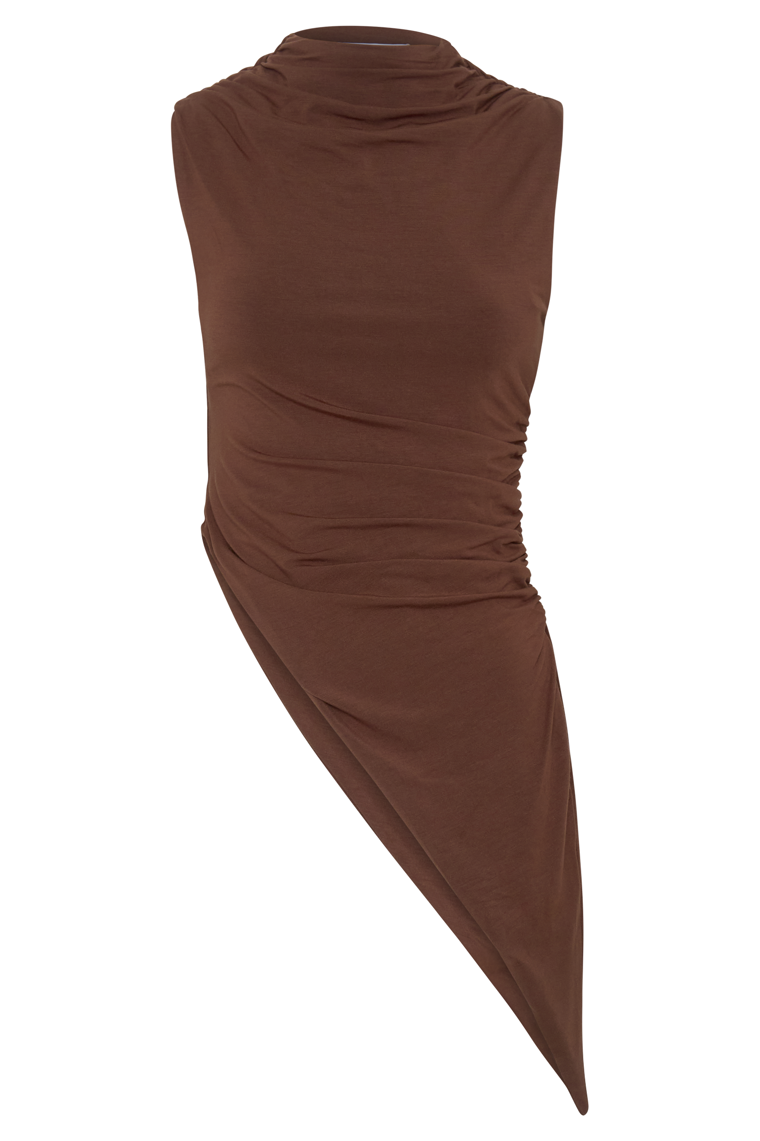 Suong High Neck Gathered Top - Mocha - Image 9