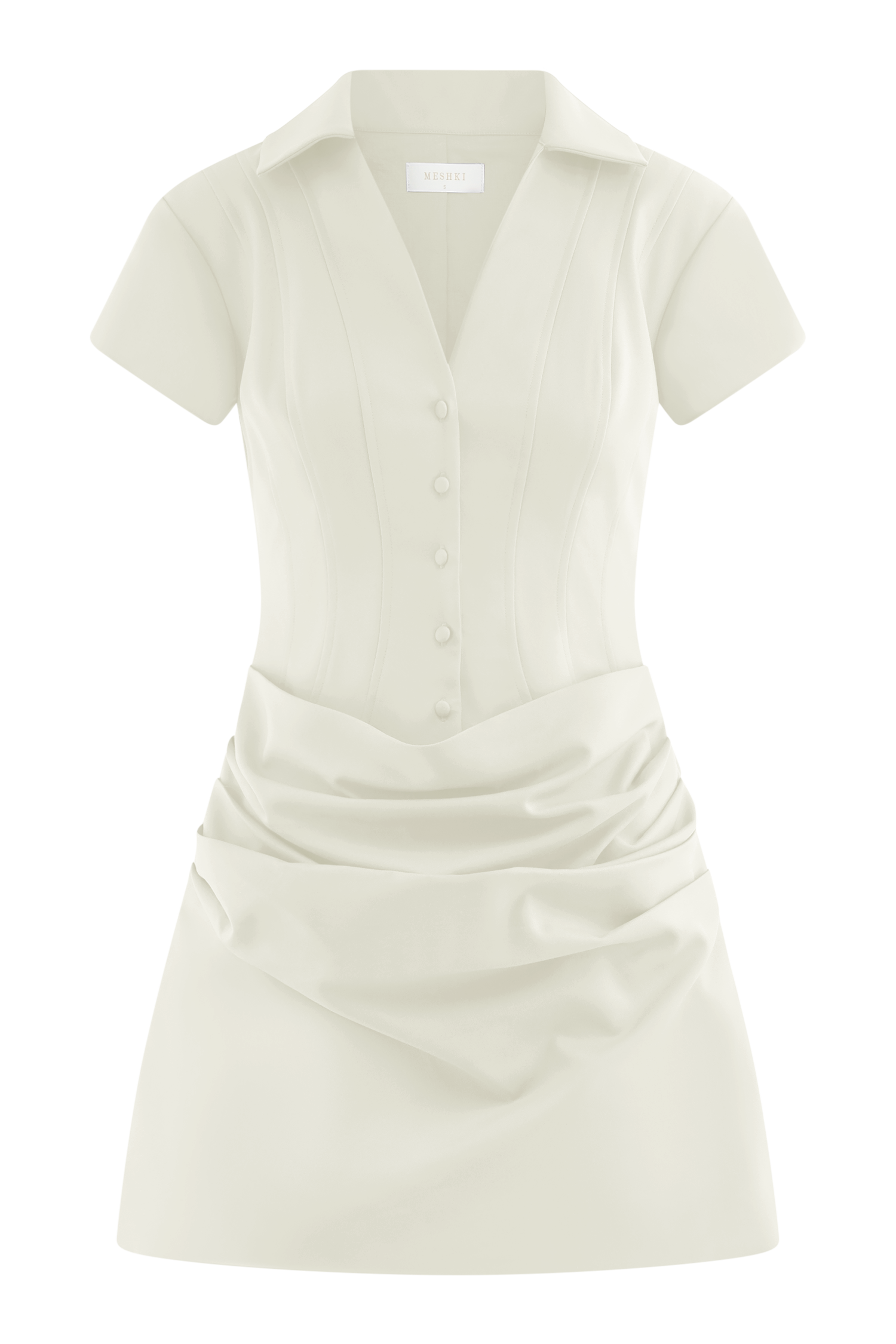 Tarryn Collared Cotton Mini Dress - White - Image 10
