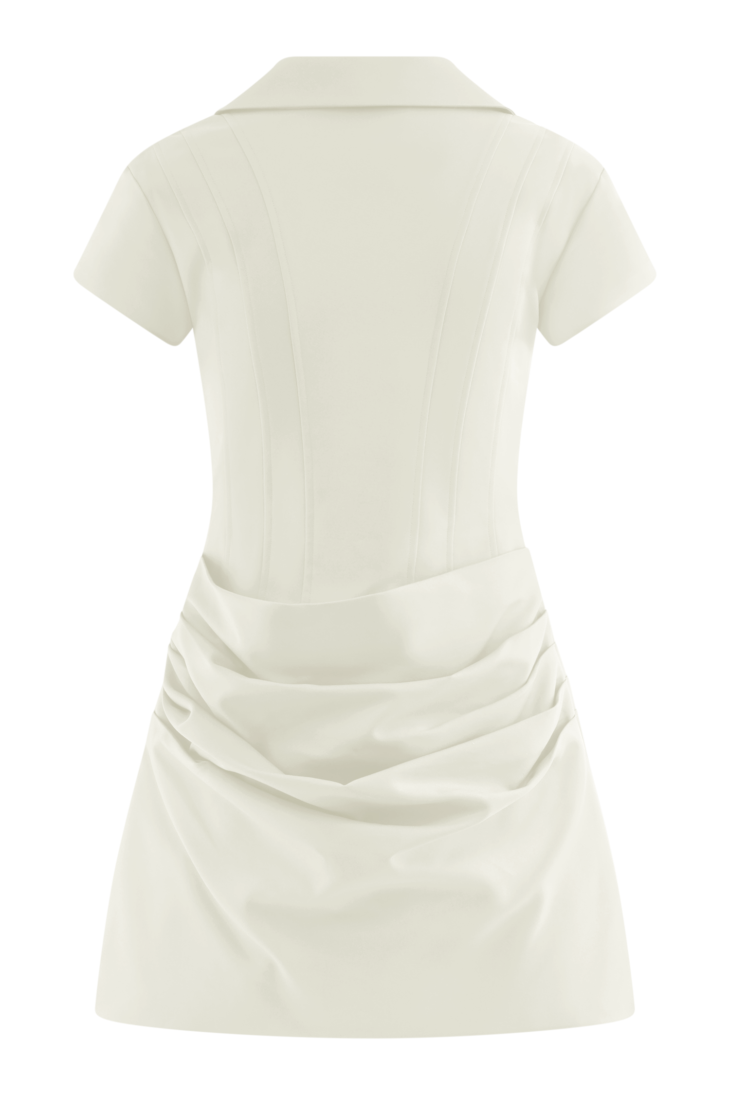 Tarryn Collared Cotton Mini Dress - White - Image 9