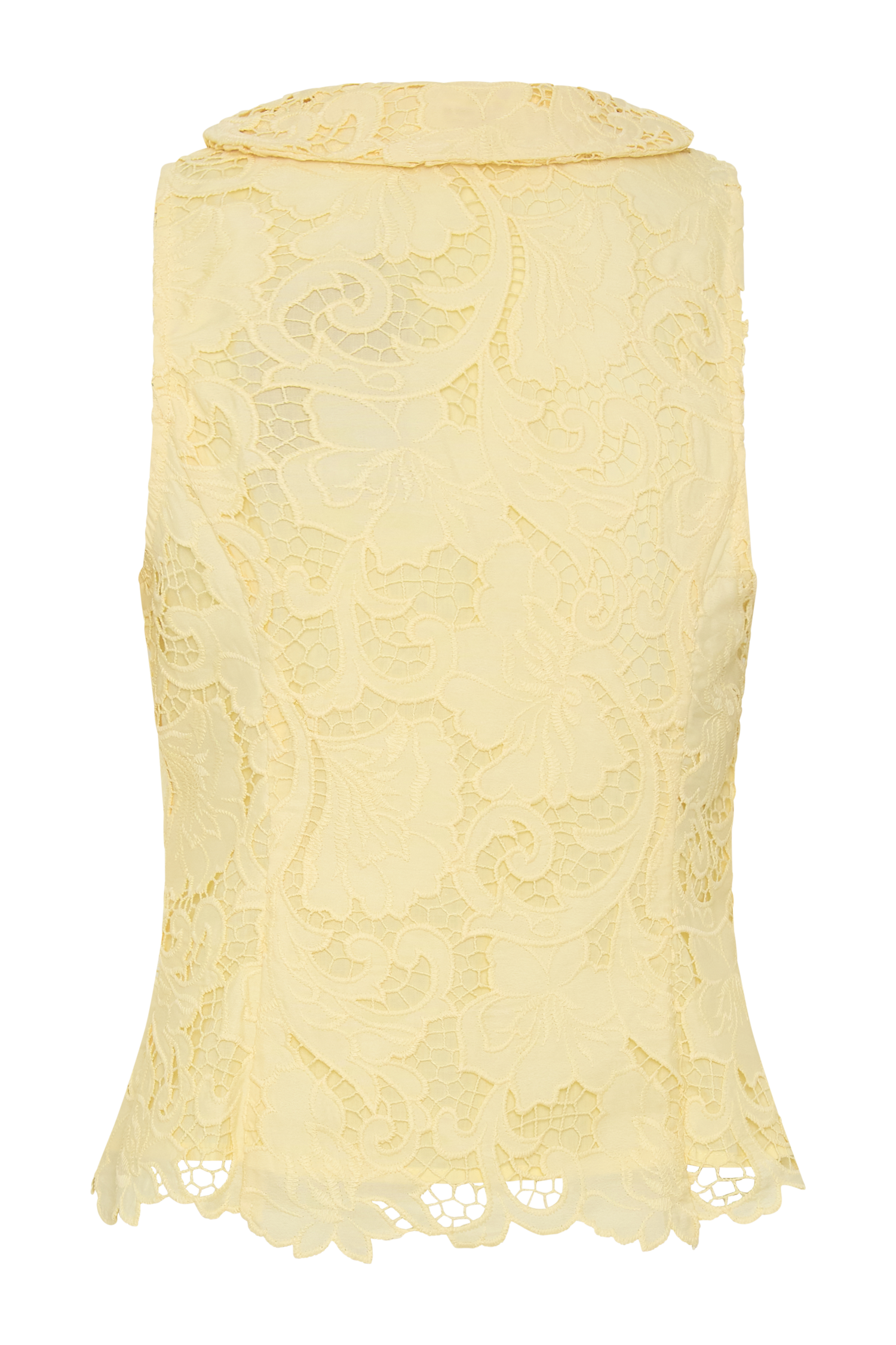 Tessa Broderie Tie Front Sleeveless Top - Lemon - Image 8