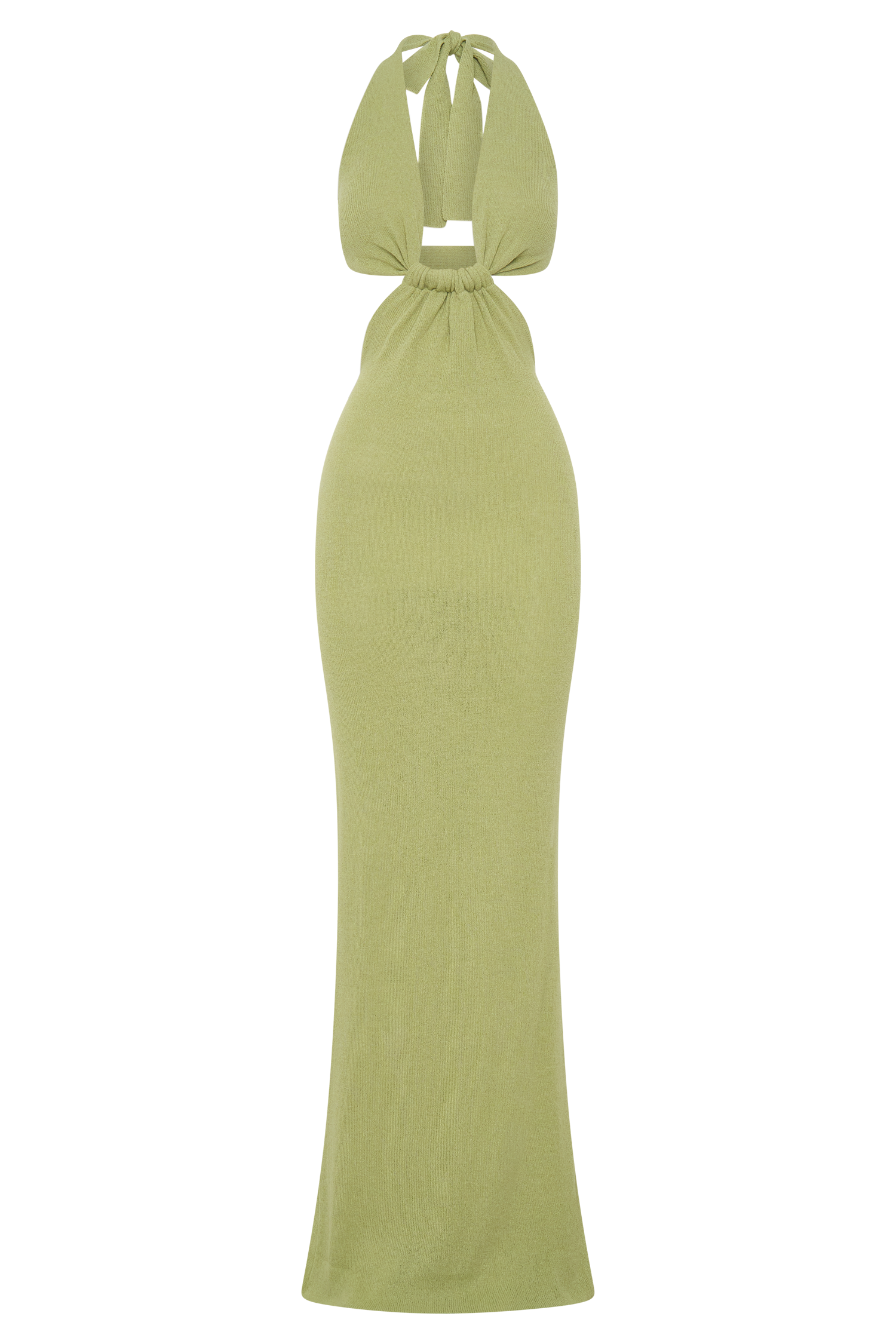 Theresea Halter Knit Maxi Dress - Light Olive - Image 7