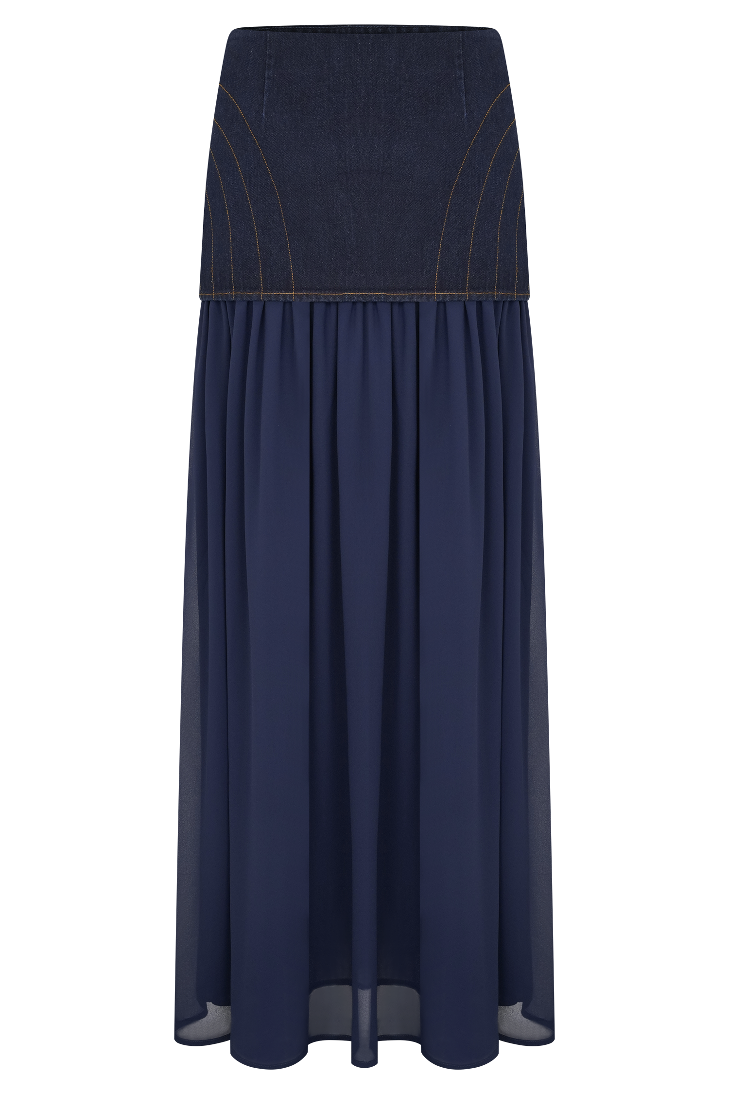 Tully Chiffon Denim Maxi Skirt - Indigo Blue - Image 6