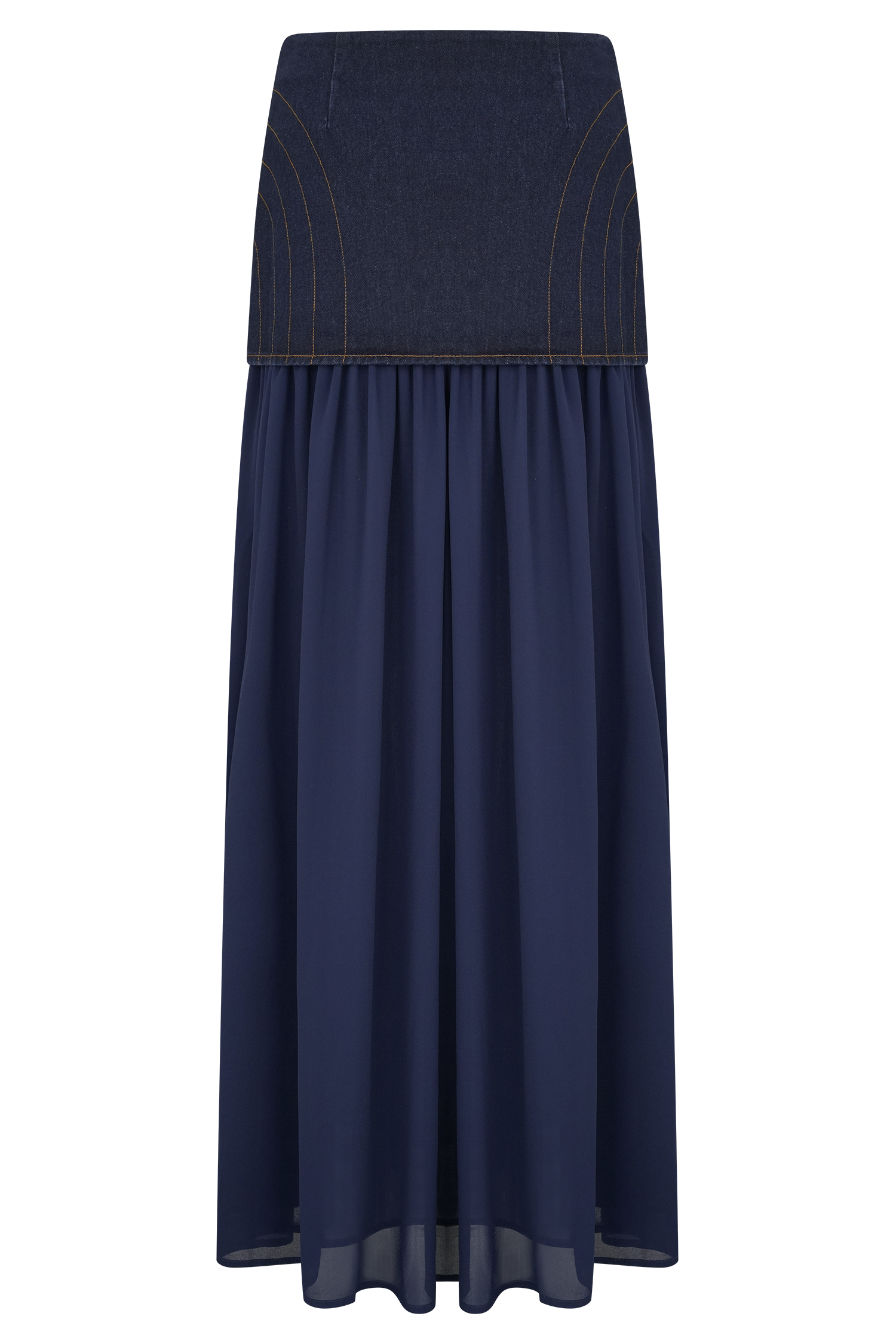 Tully Chiffon Denim Maxi Skirt - Indigo Blue - Image 7