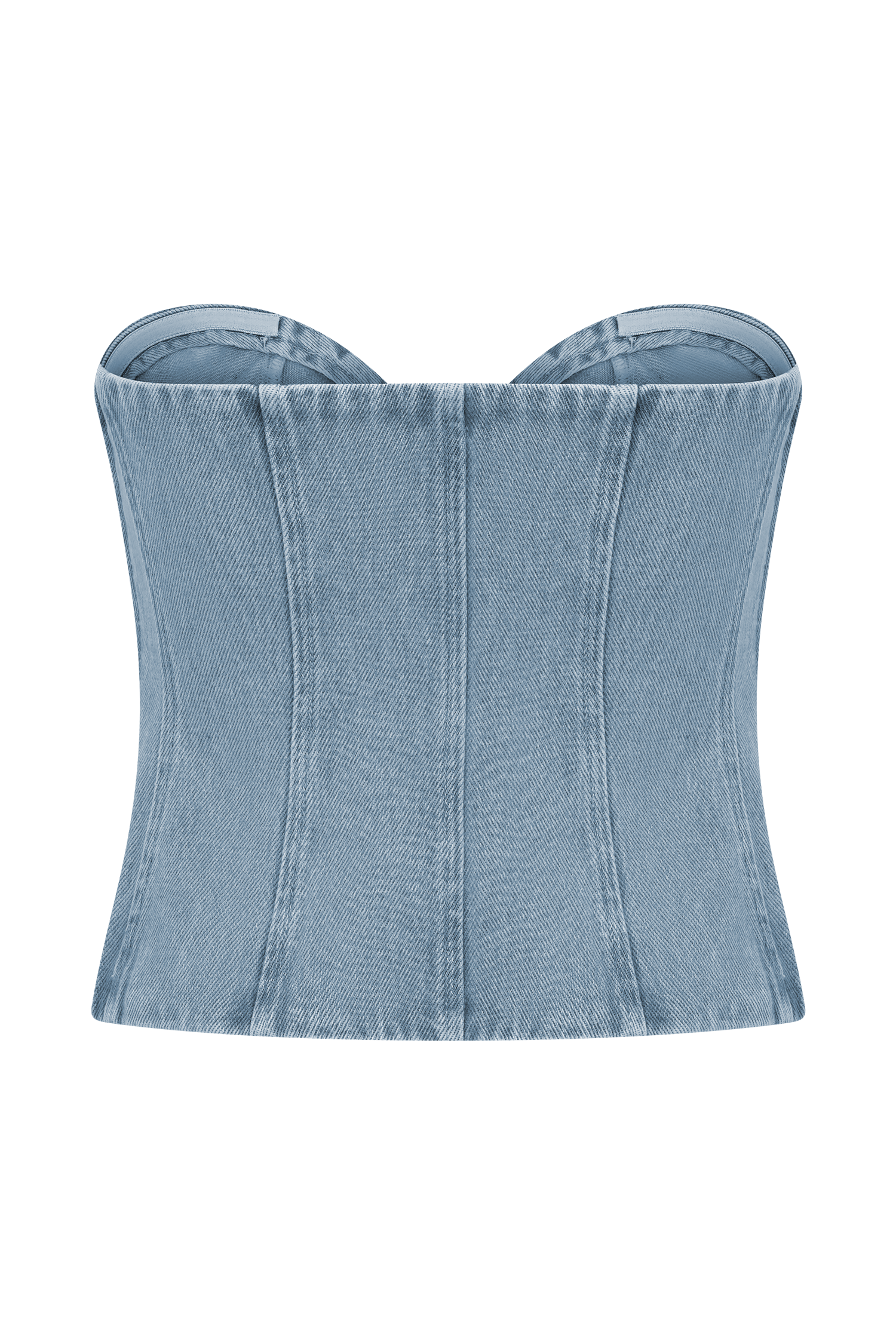 Tully Strapless Topstitch Denim Top - 80'S Blue - Image 7