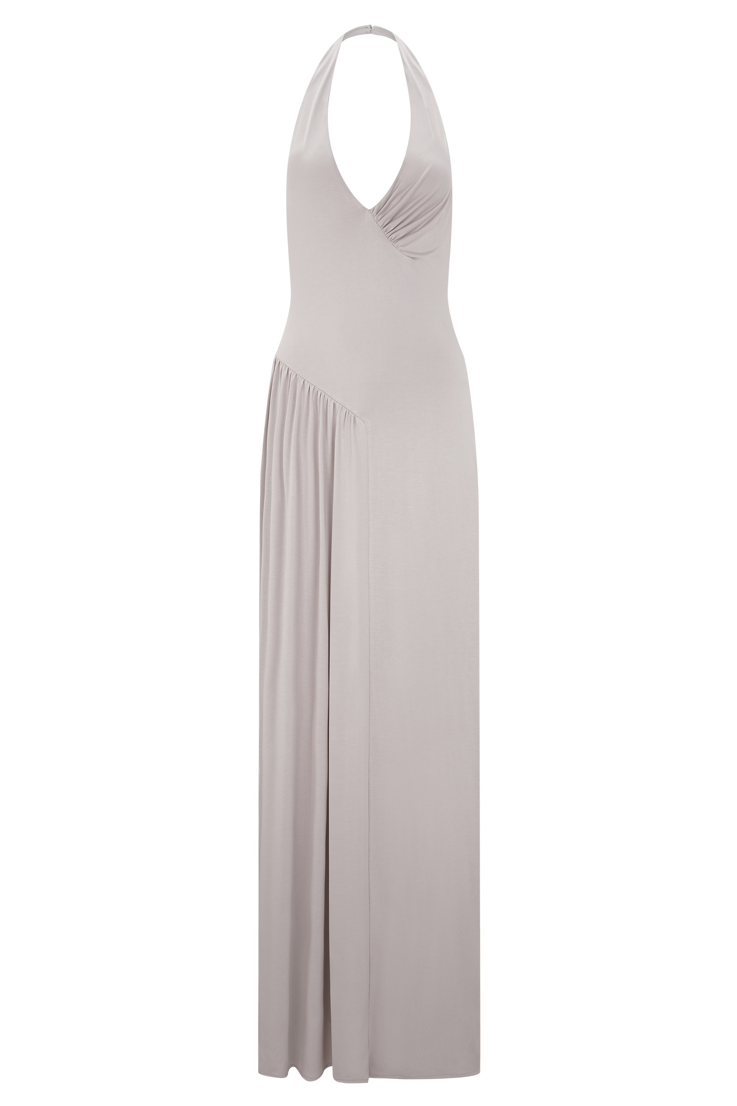 Yelena Ruched Halter Maxi Dress - Taupe - Image 8