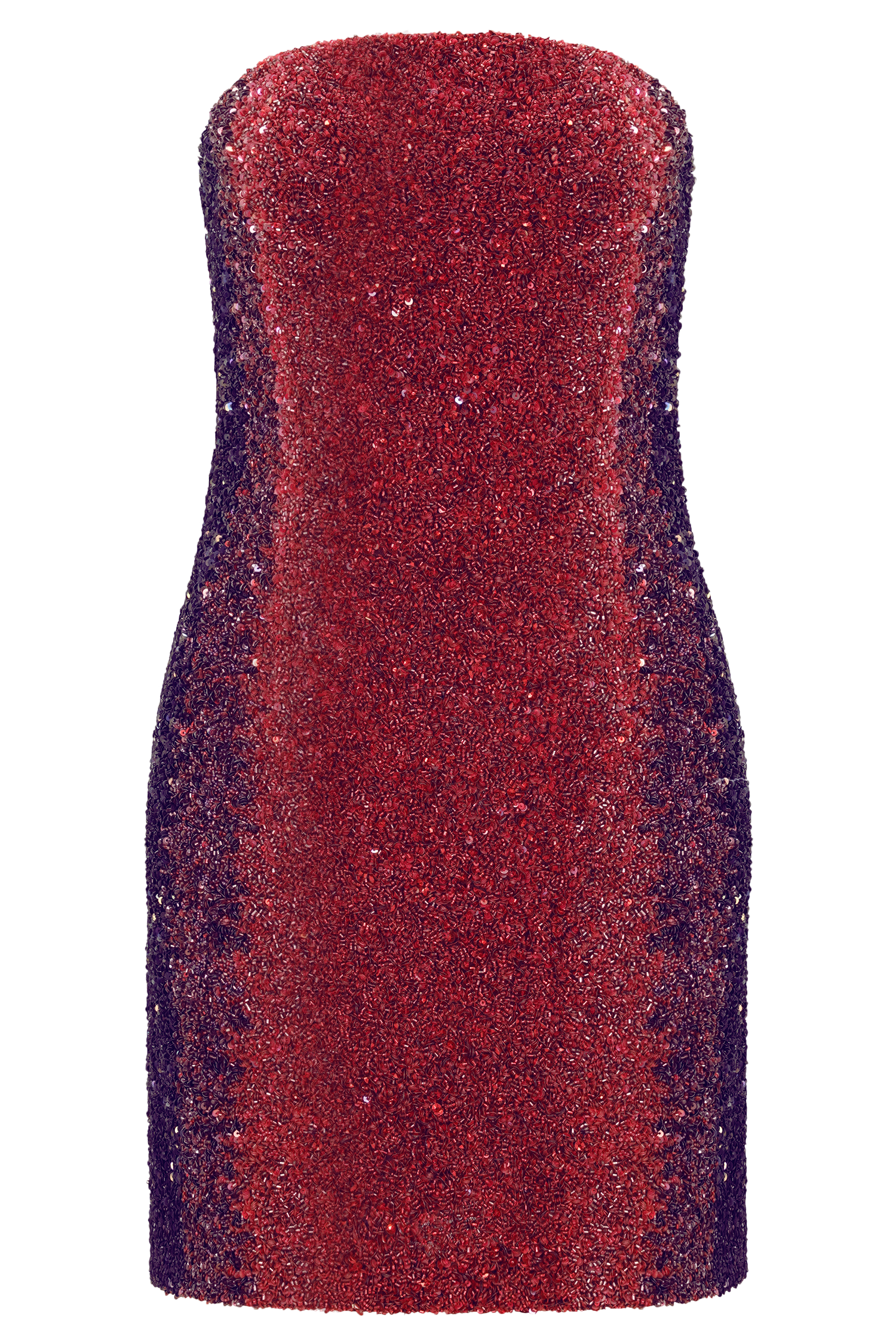 Zander Hand Beaded Strapless Mini Dress - Red Ombre - Image 13