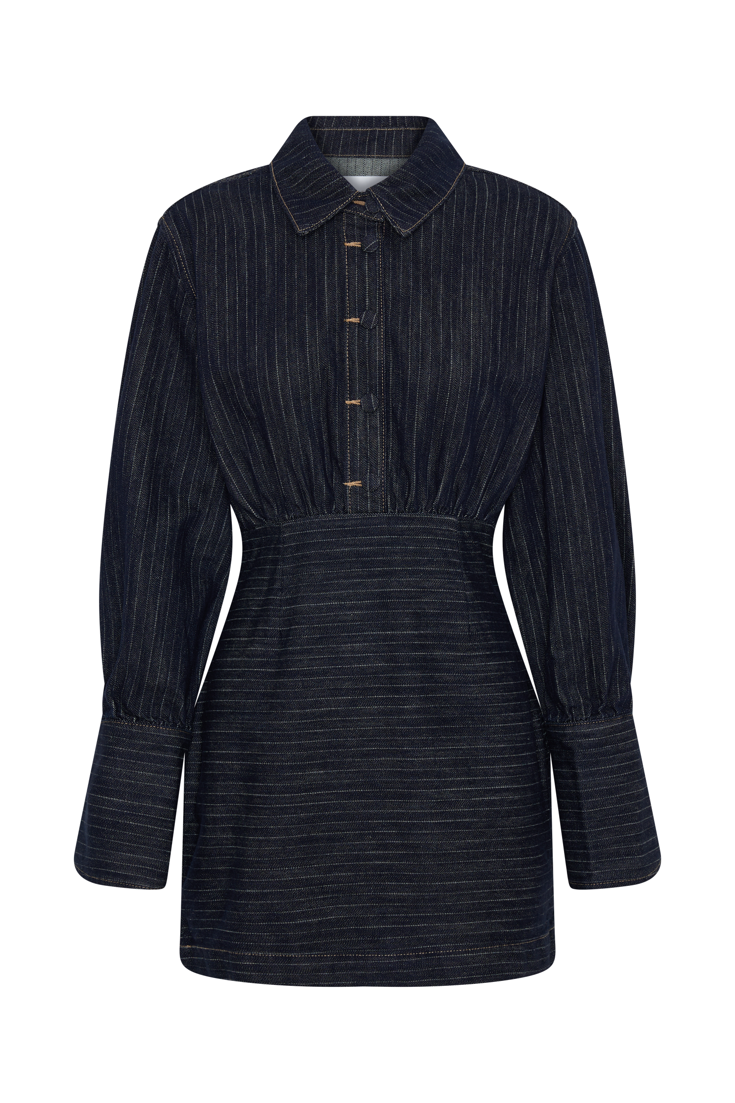 Zarah Denim Long Sleeve Mini Dress - Indigo Pinstripe - Image 7