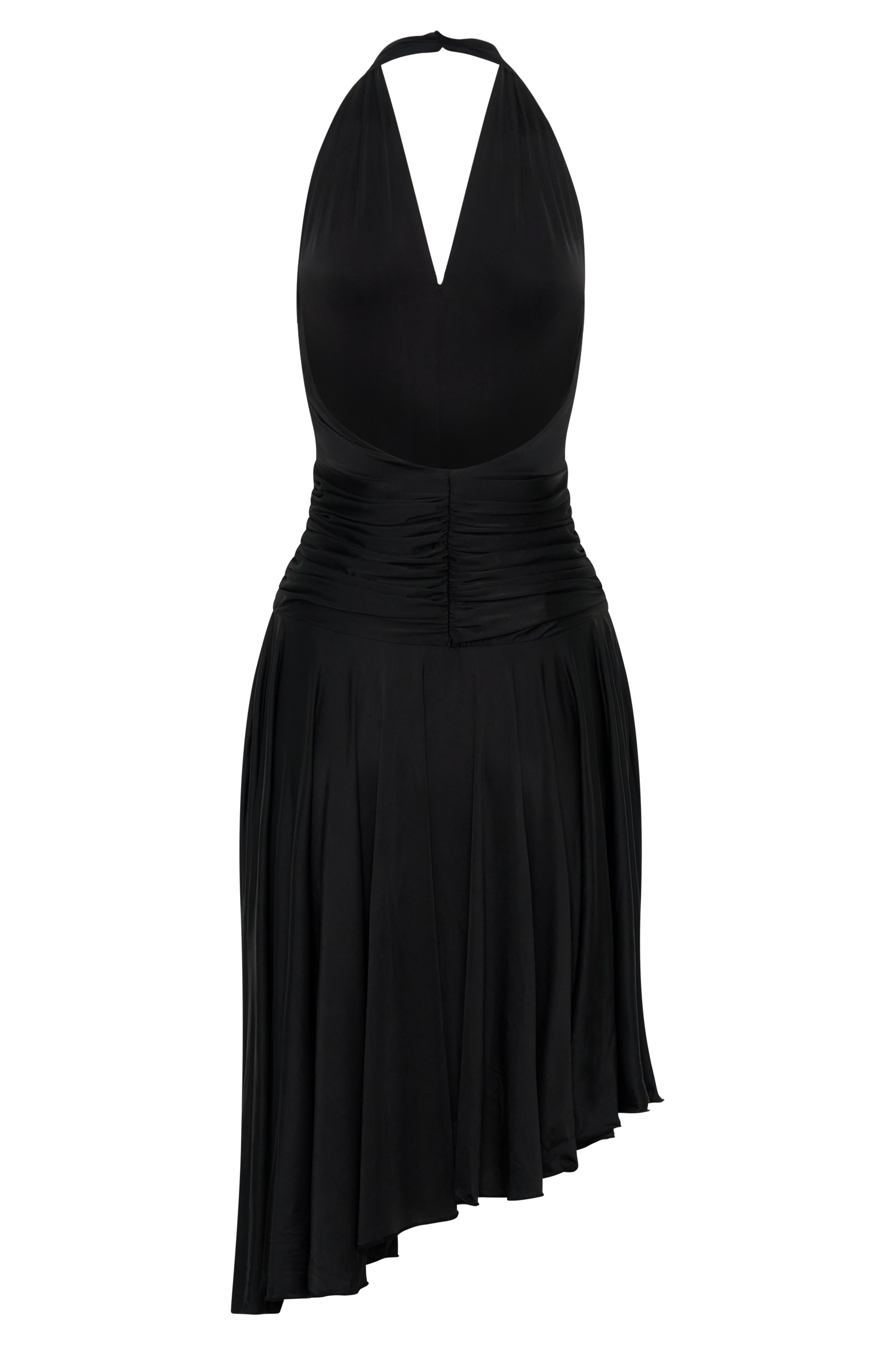 Zelda Asymmetric Slinky Midi Dress - Black - Image 6