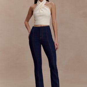 Clio Paneled Flare Jeans - Indigo Blue