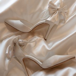 Charmed Satin Bow Heel - White