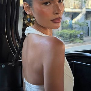 Maisie Round Gemstone Earrings - Gold