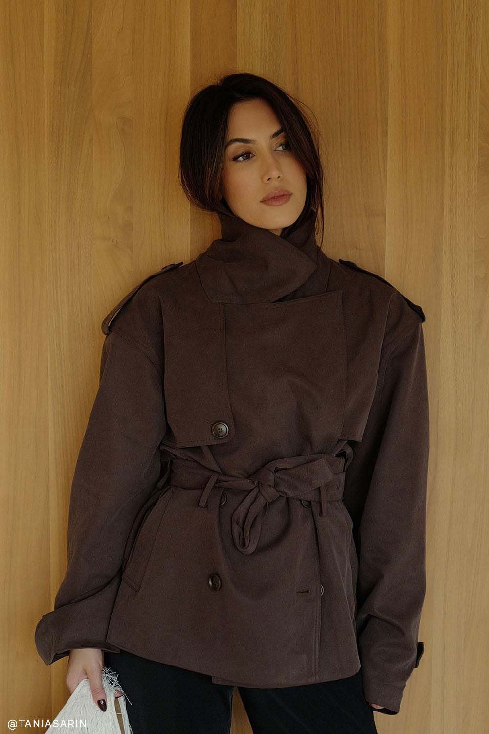 Alden Short Trench Jacket - Chocolate - Image 11