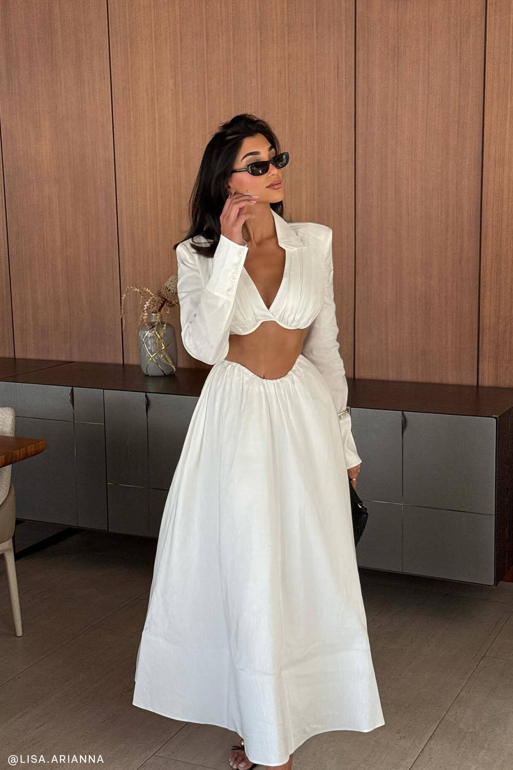 Greta Gathered Maxi Skirt - White - Image 2