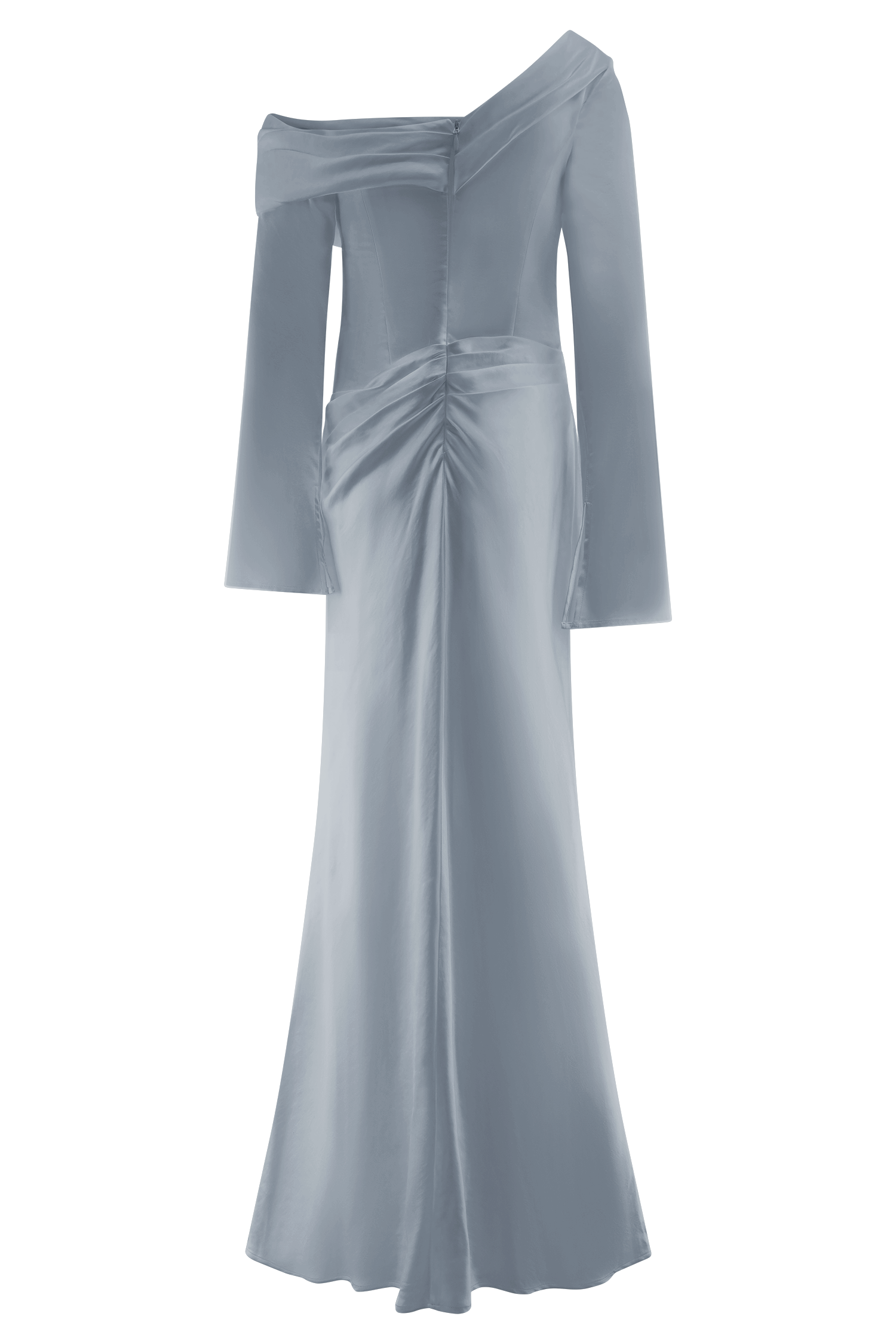 Iris Long Sleeve Satin Maxi Dress - Frosted Blue - Image 12