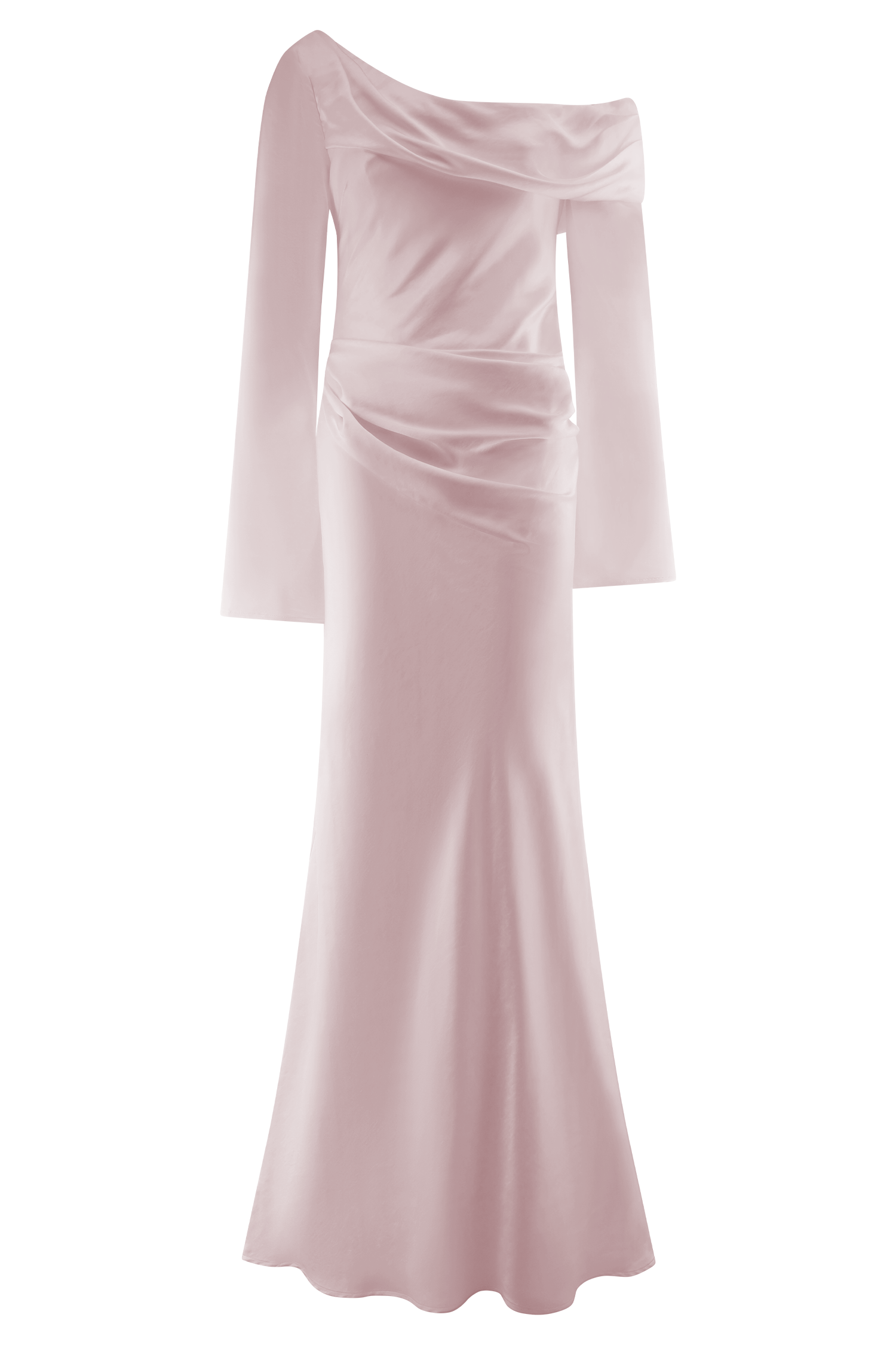 Iris Long Sleeve Satin Maxi Dress - Soft Pink - Image 11