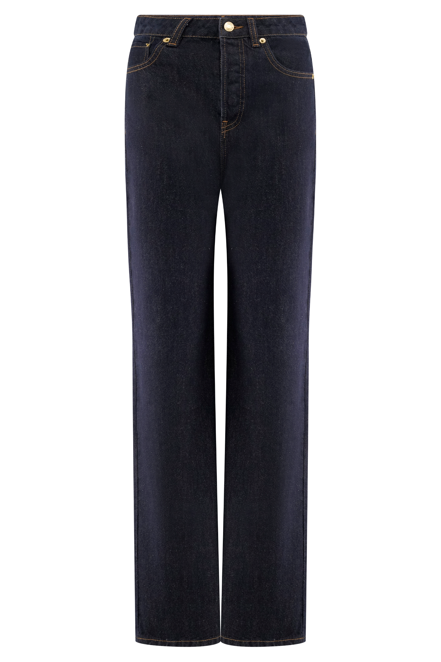 Janine High Waisted Straight Leg Jeans - Washed Indigo Blue - Image 9