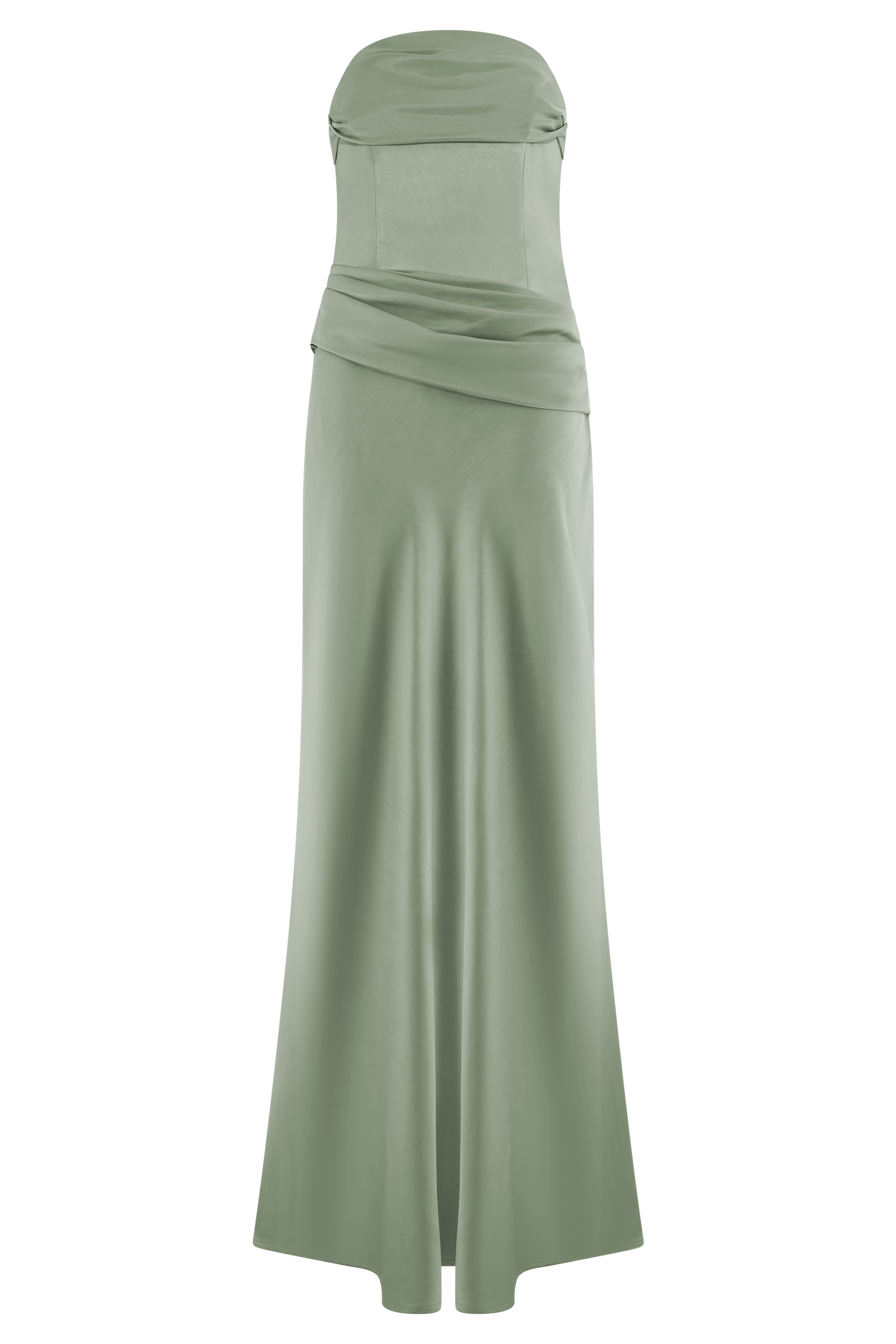 Jasmine Strapless Satin Maxi Dress - Sage - Image 13