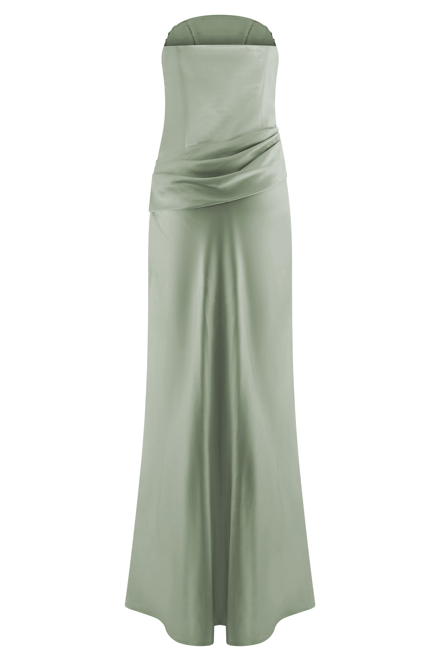Jasmine Strapless Satin Maxi Dress - Sage - Image 12