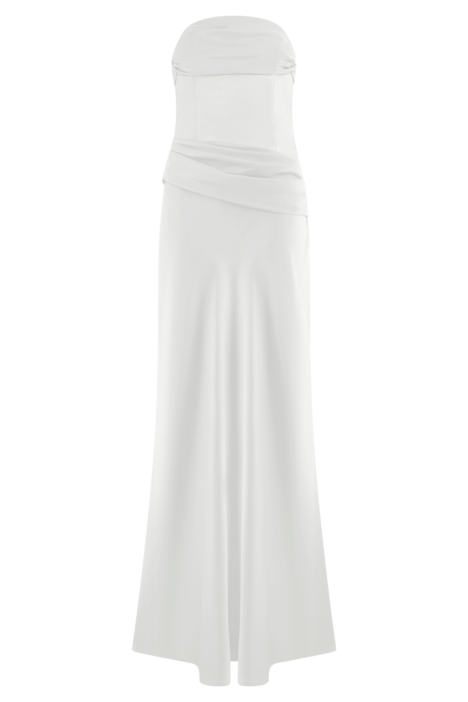 Jasmine Strapless Satin Maxi Dress - White - Image 9