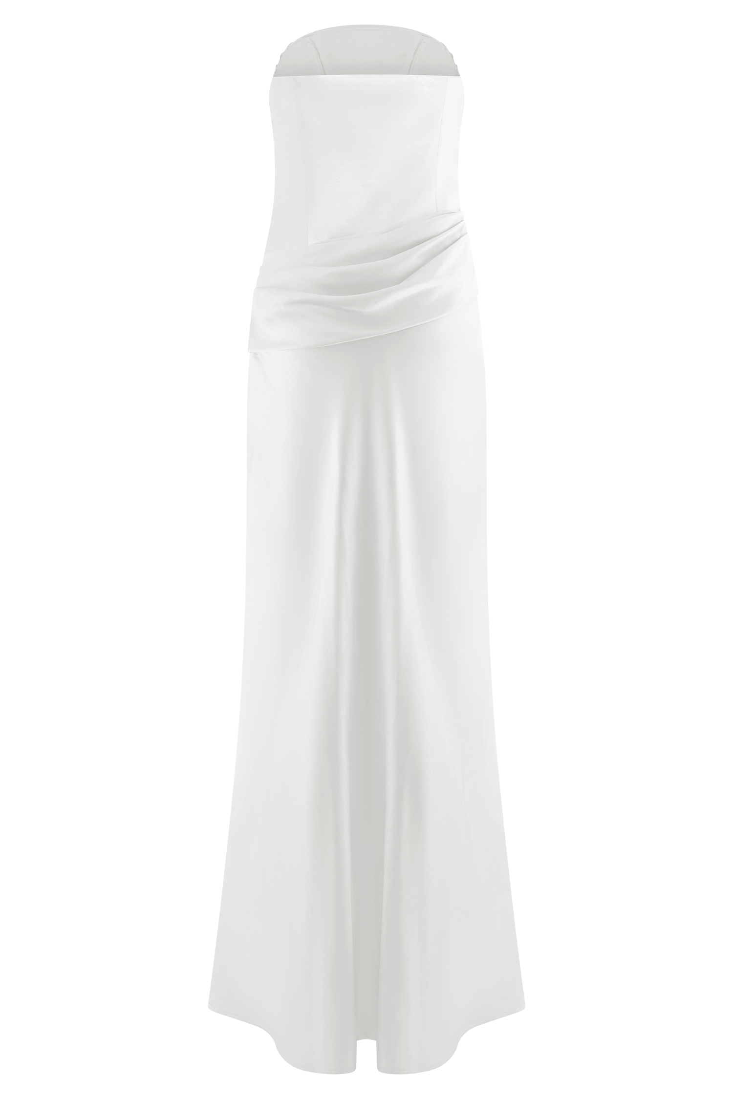 Jasmine Strapless Satin Maxi Dress - White - Image 8