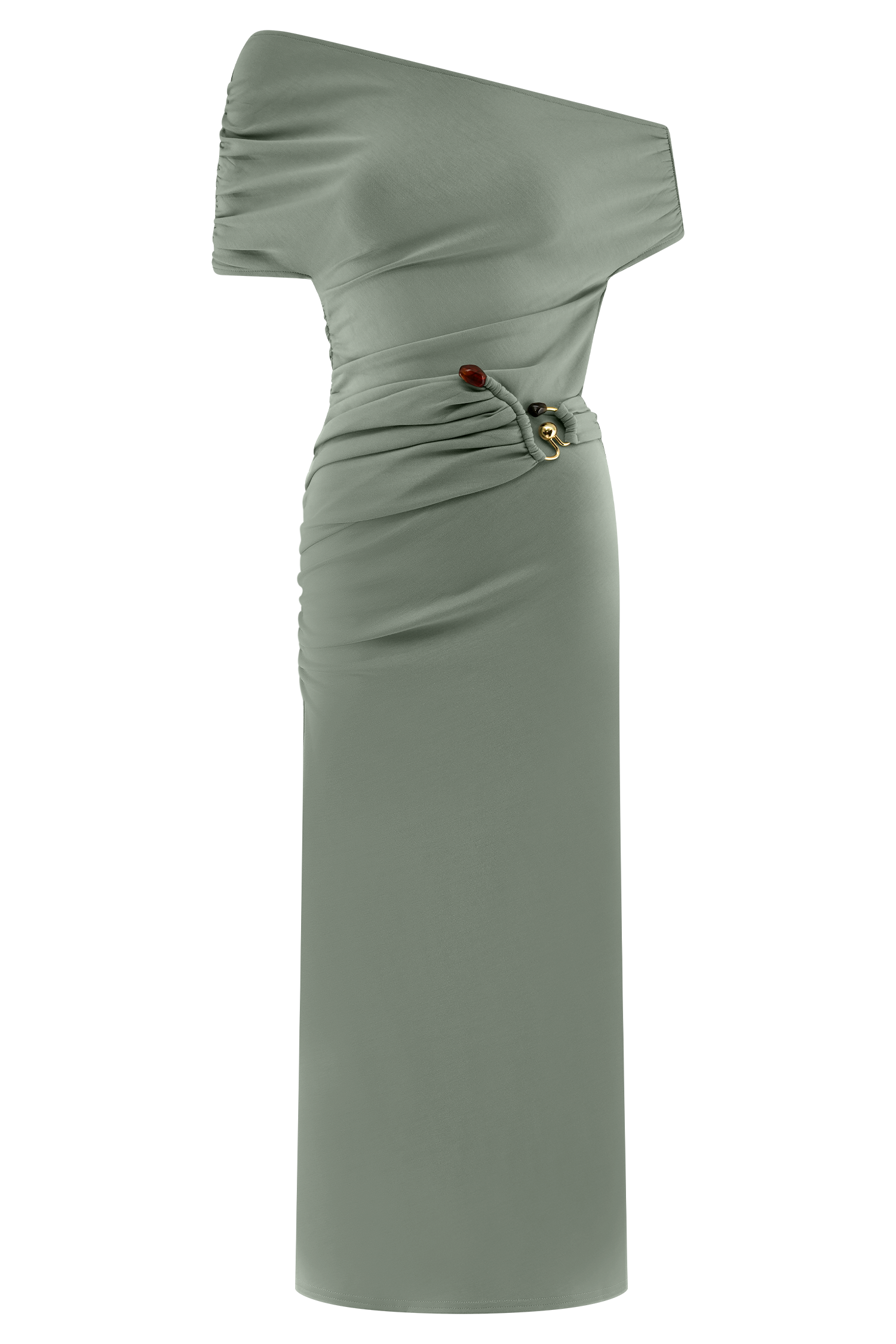 Kendra Scuba Jersey Midi Dress With Hardware - Sage - Image 7