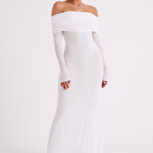 Josie Off Shoulder Mesh Maxi Dress - Ivory