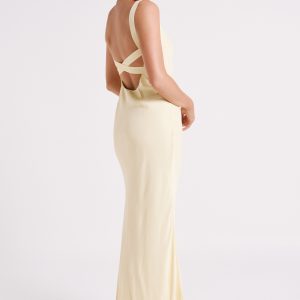 Ensley Satin Maxi Dress - Light Yellow