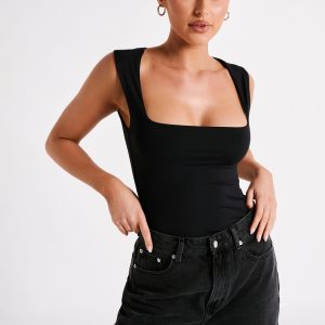 Linley Recycled Nylon Long Line Top - Black
