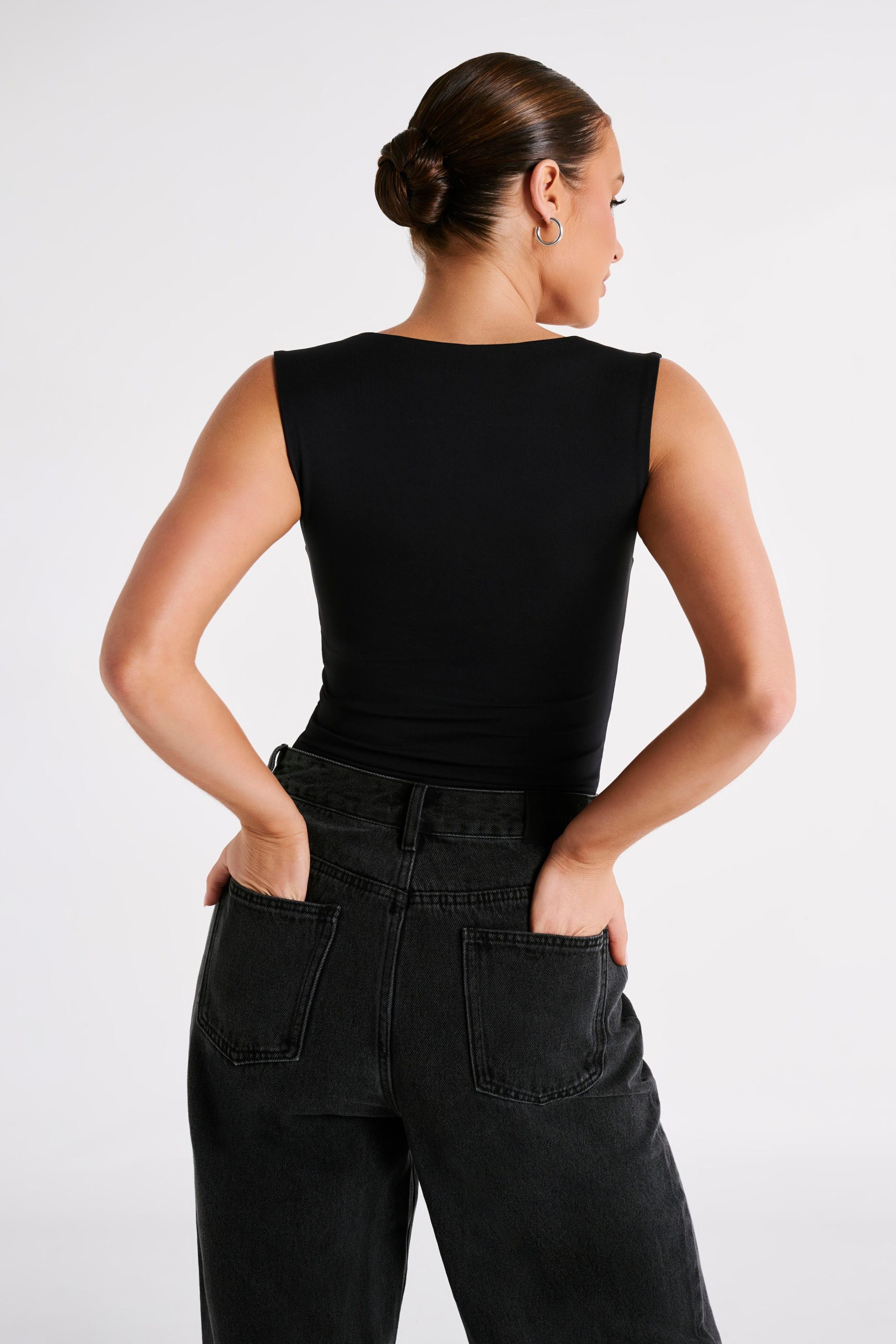 Linley Recycled Nylon Long Line Top - Black - Image 2