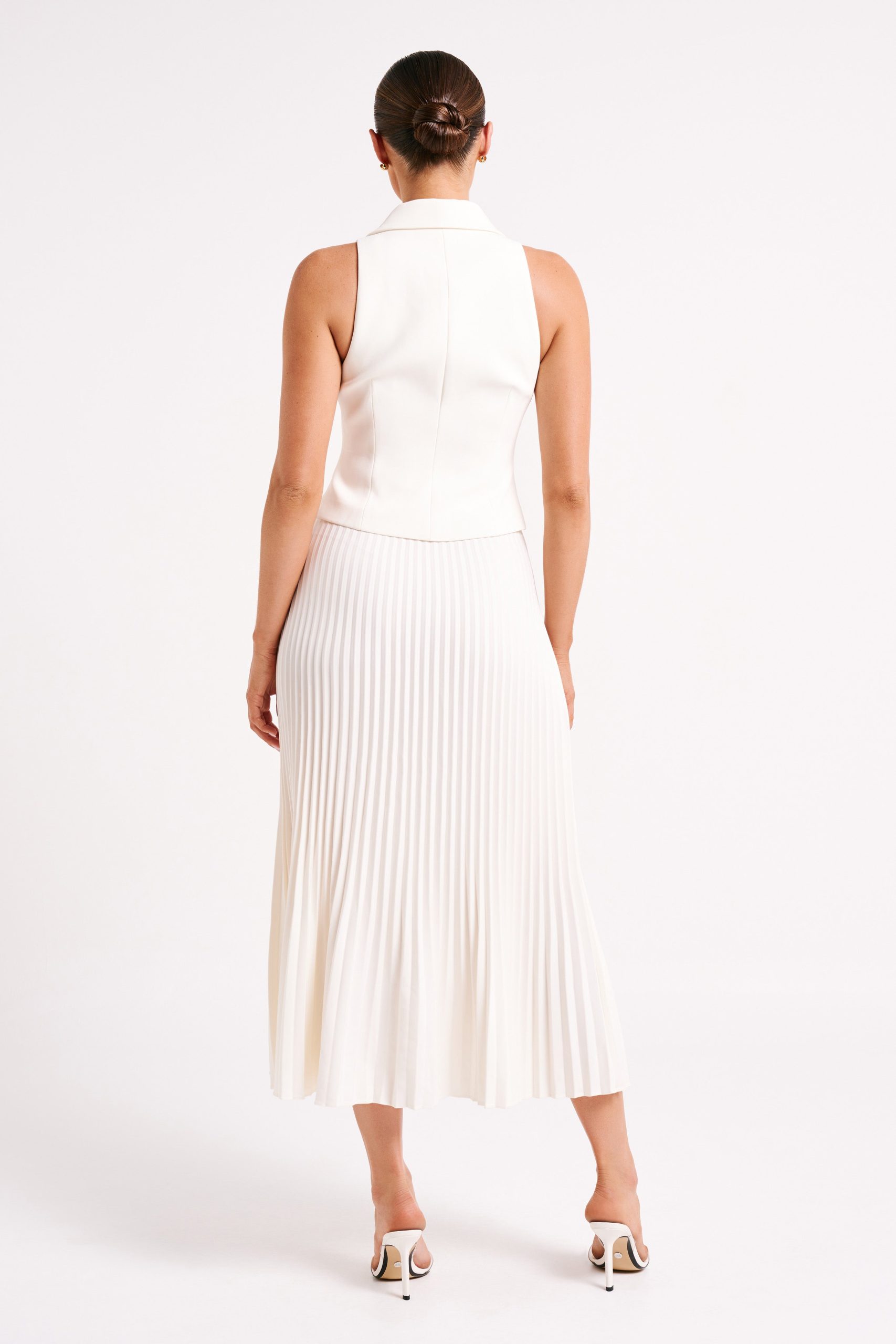 Twyla Pleated Suiting Maxi Skirt - Ivory - Image 4