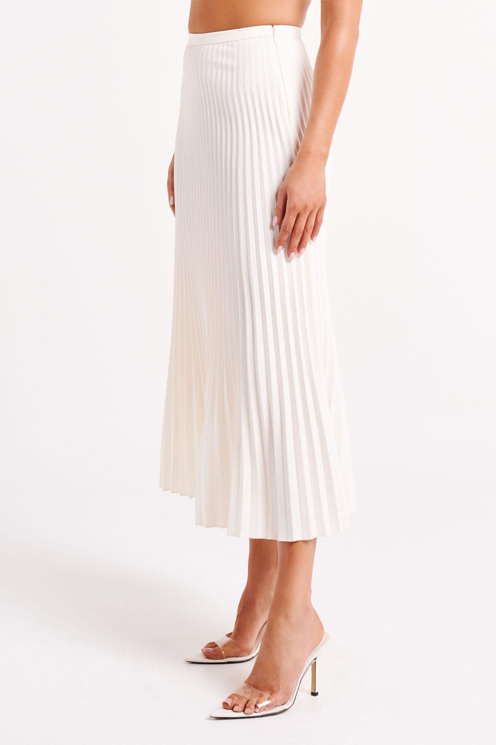 Twyla Pleated Suiting Maxi Skirt - Ivory - Image 6