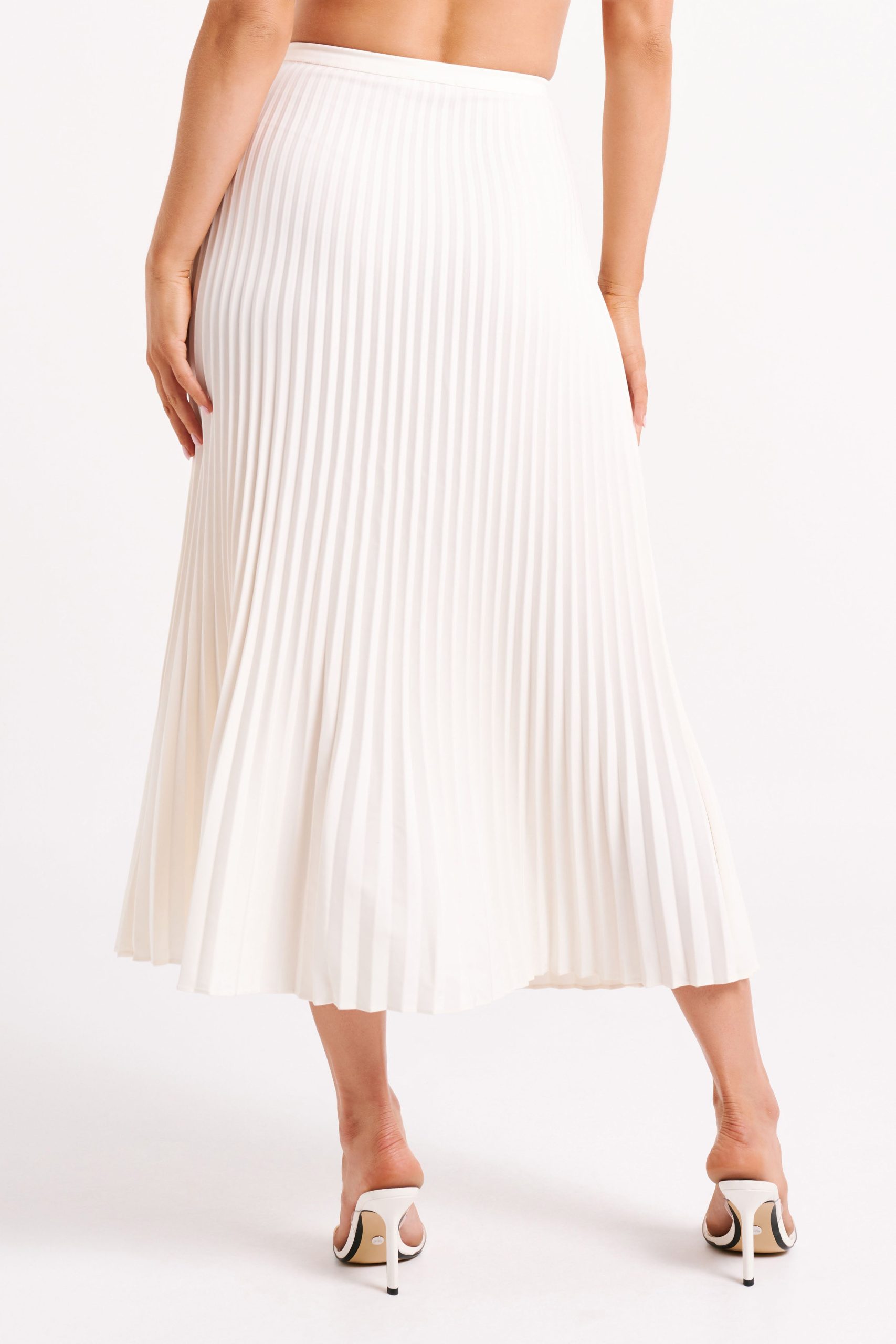 Twyla Pleated Suiting Maxi Skirt - Ivory - Image 2