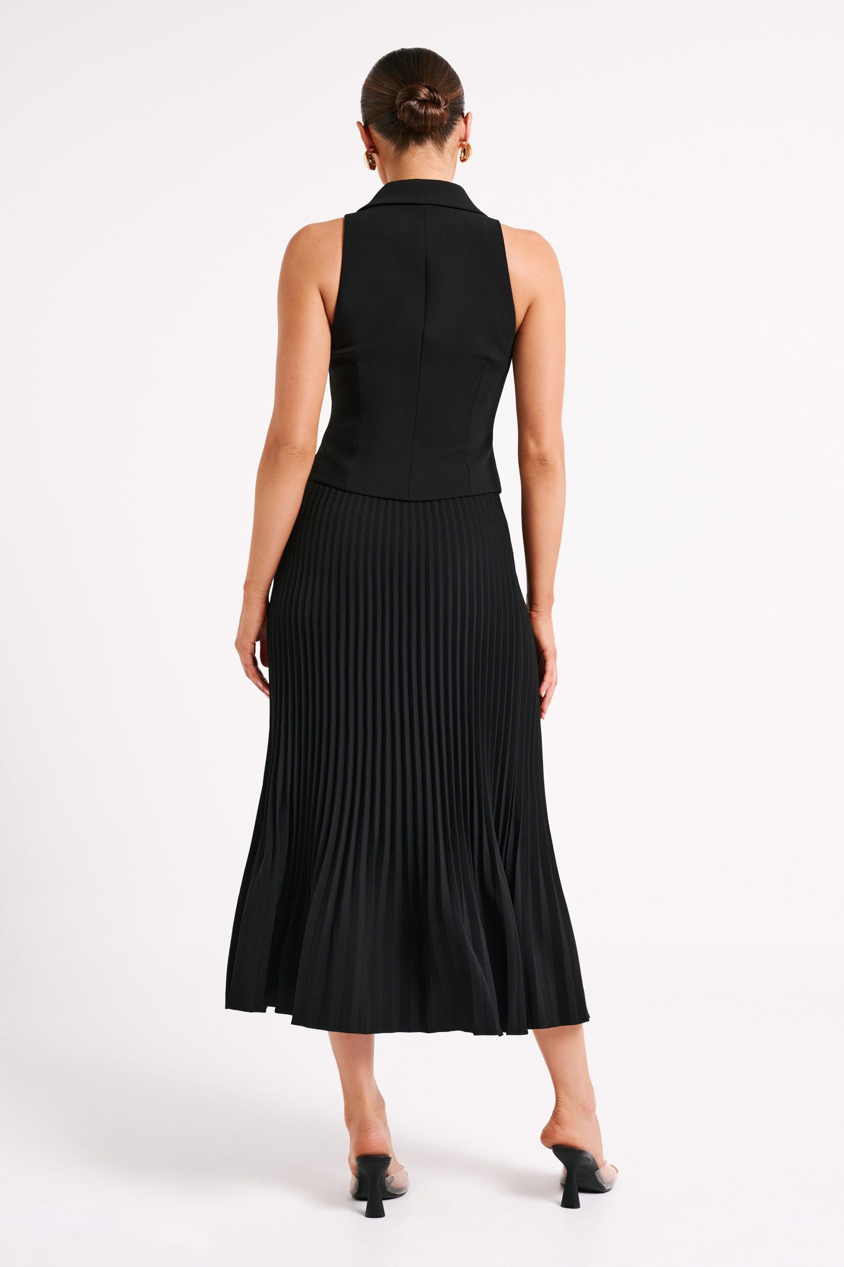 Twyla Pleated Suiting Maxi Skirt - Black - Image 5