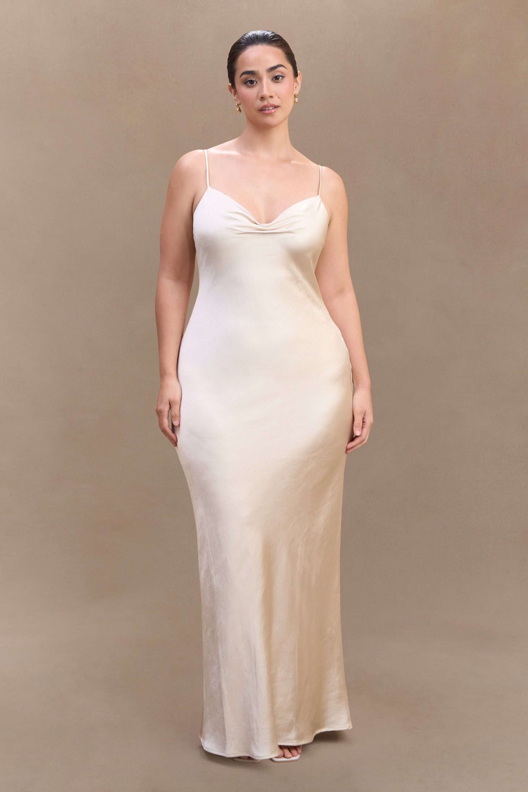 Lilly Sweetheart Satin Maxi Dress - Blush Gold - Image 4