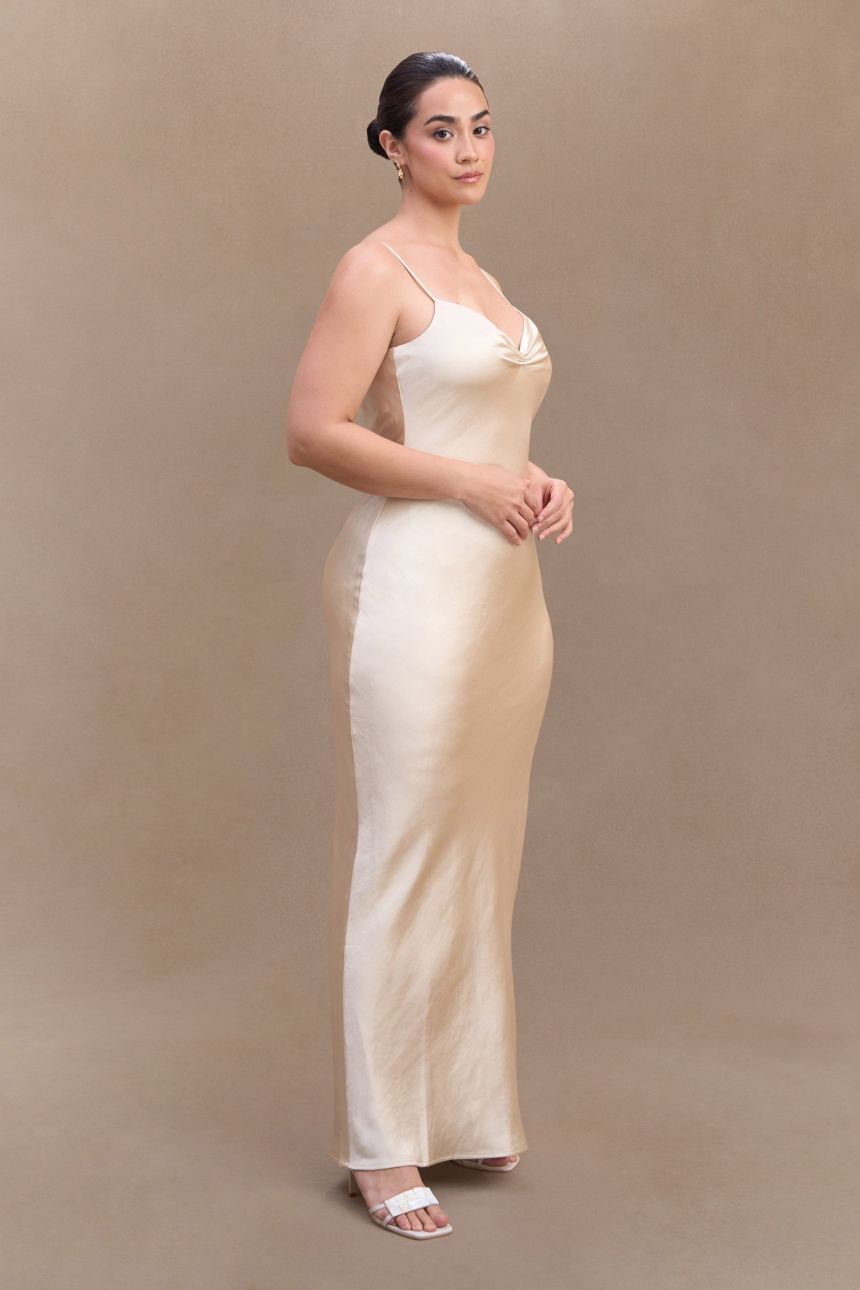 Lilly Sweetheart Satin Maxi Dress - Blush Gold - Image 5