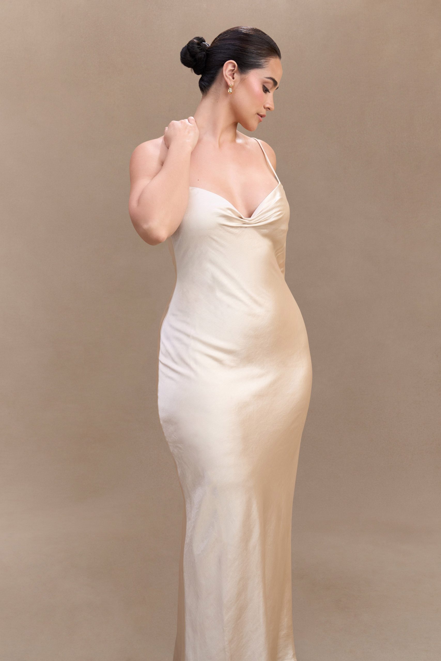 Lilly Sweetheart Satin Maxi Dress - Blush Gold - Image 7