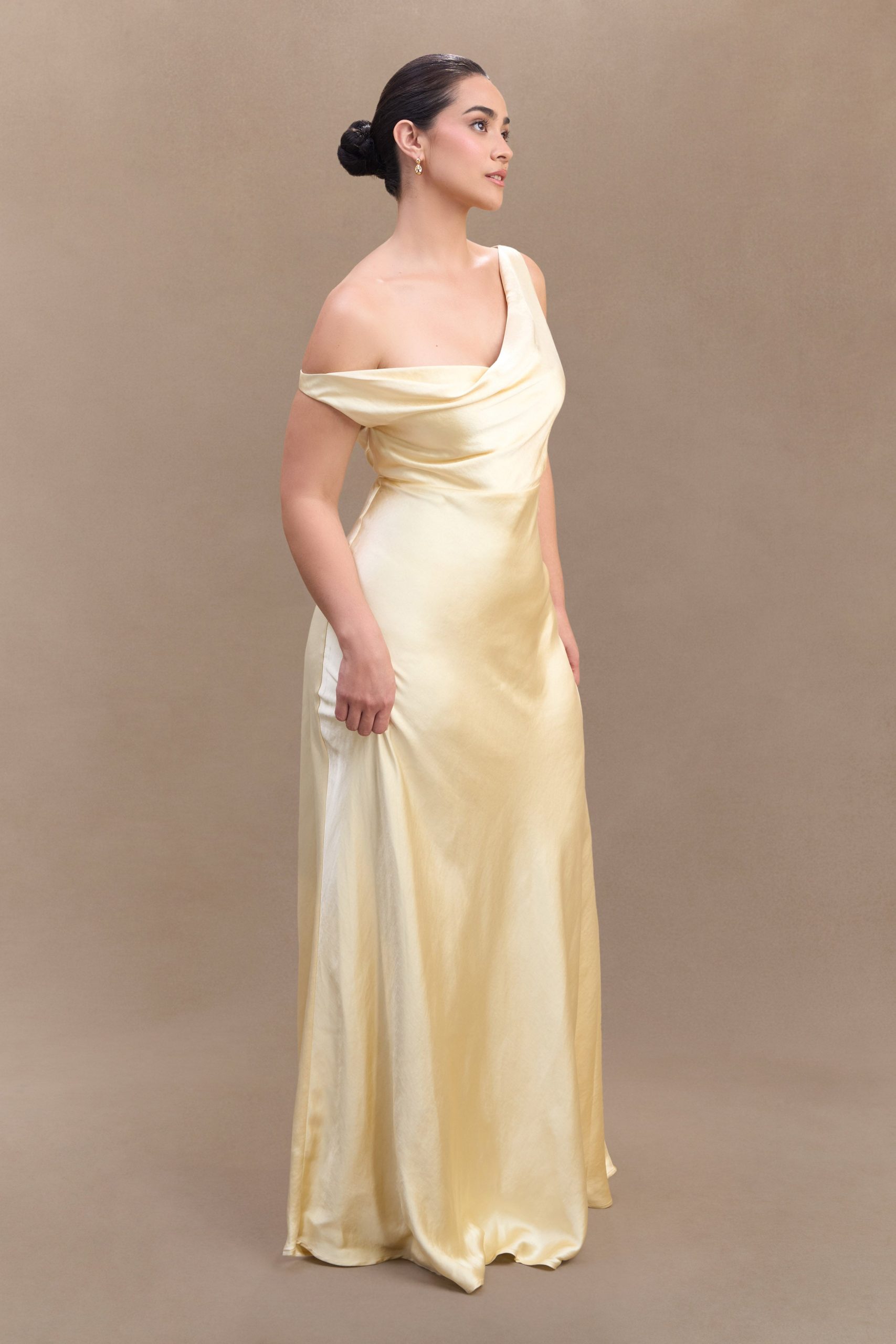 Jacinta One Shoulder Maxi Dress - Pastel Lemon - Image 6