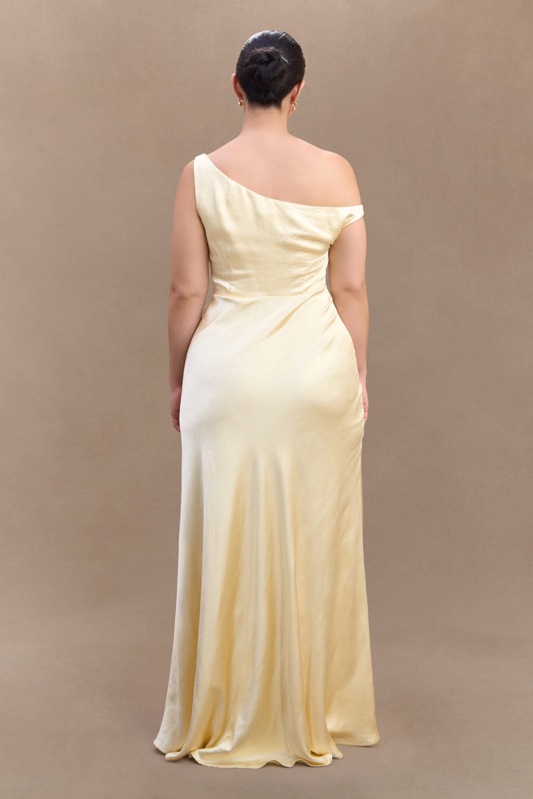 Jacinta One Shoulder Maxi Dress - Pastel Lemon - Image 5