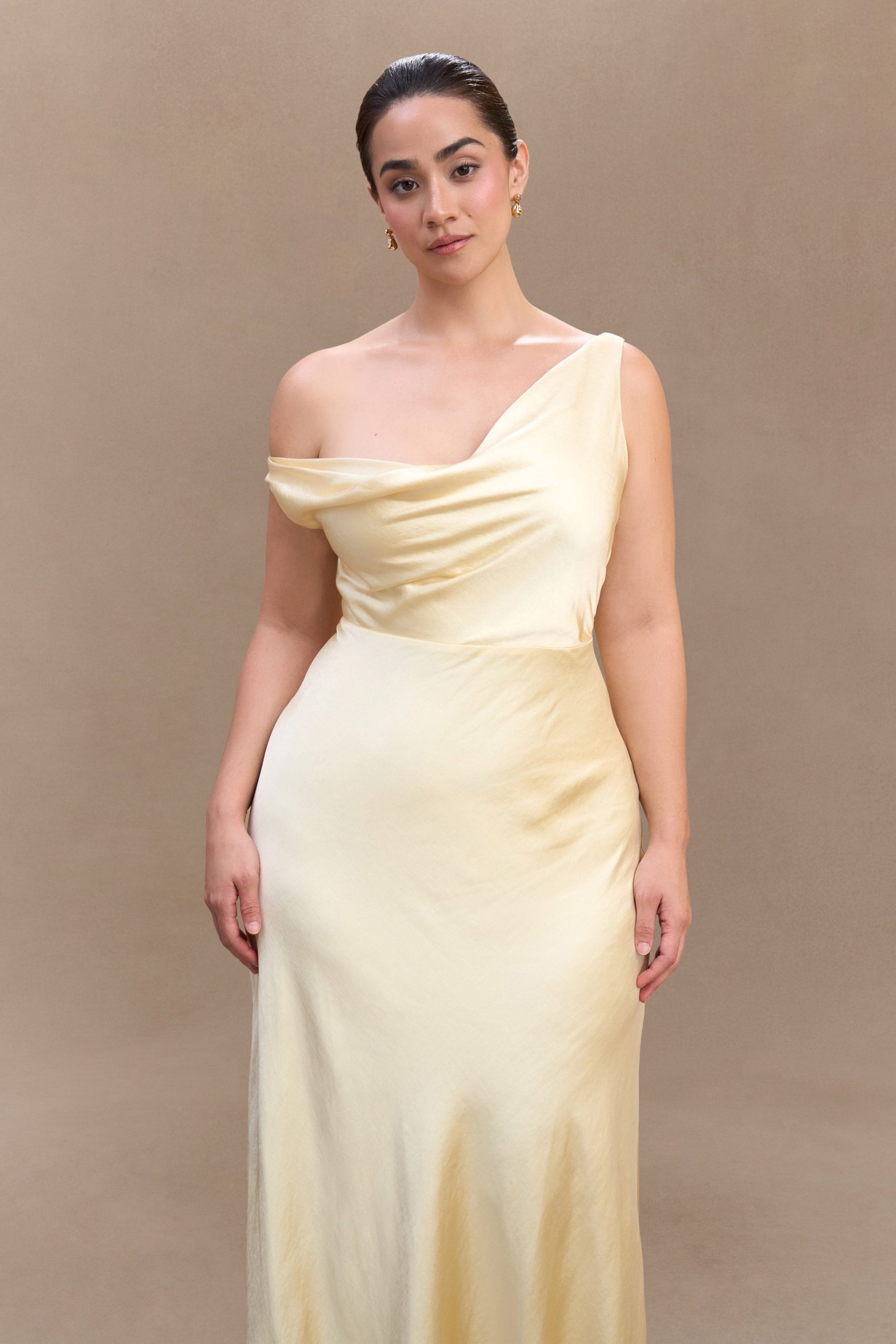 Jacinta One Shoulder Maxi Dress - Pastel Lemon - Image 7