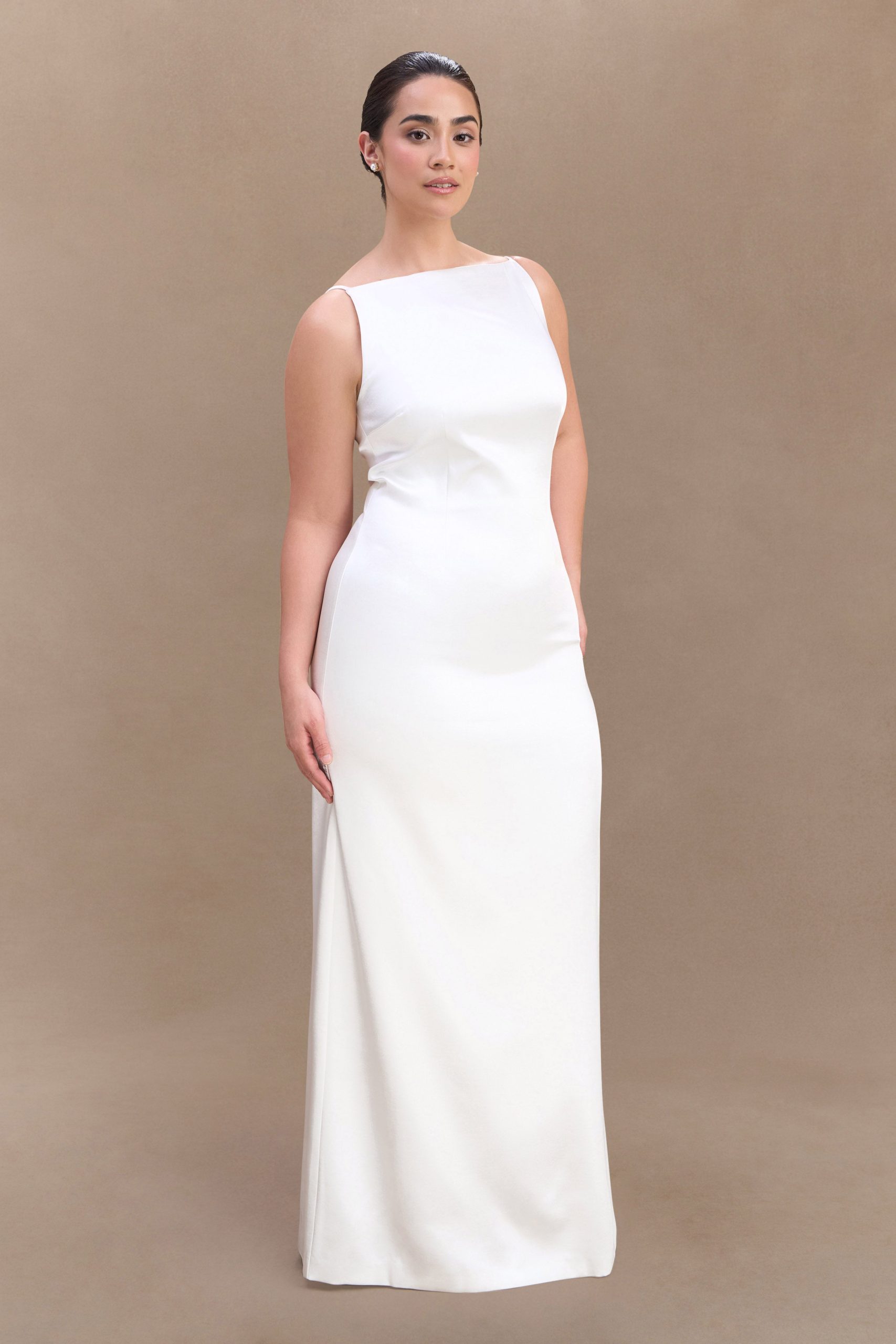 Violet Sleeveless Satin Maxi Dress - White - Image 7