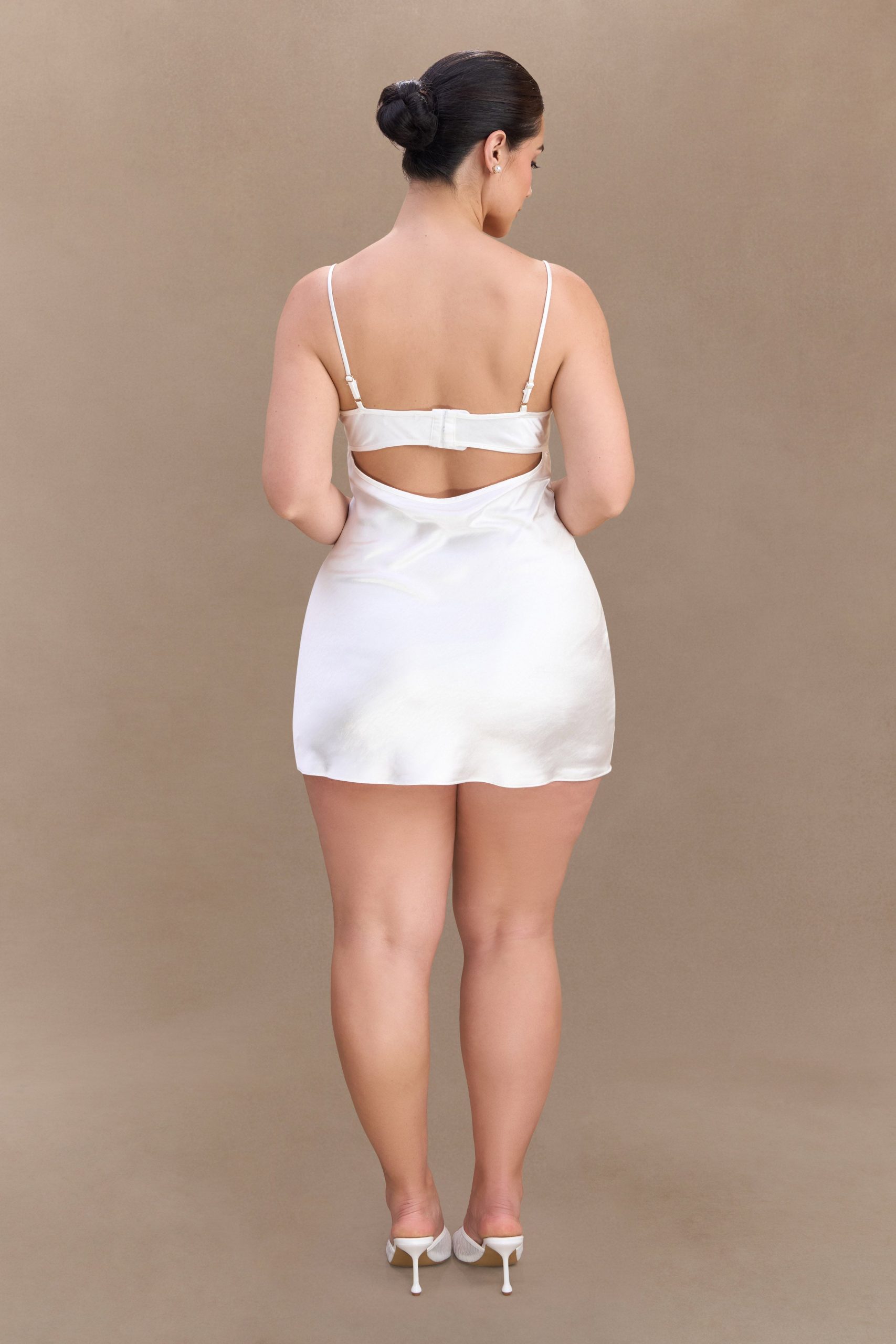 Scarlett Satin Slip Mini Dress - Ivory - Image 8