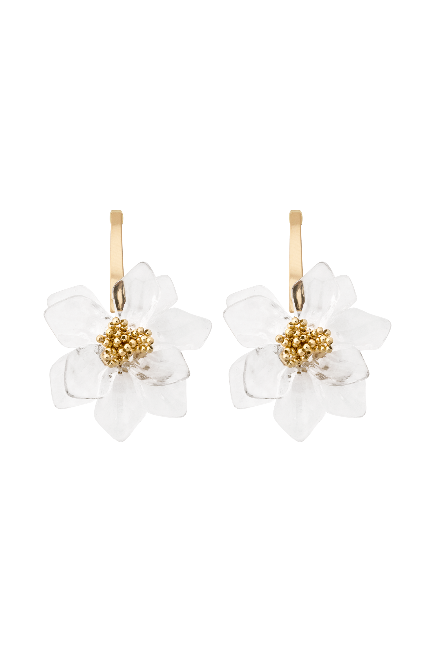 Naomi Acrylic Flower Earring - Gold - Image 6