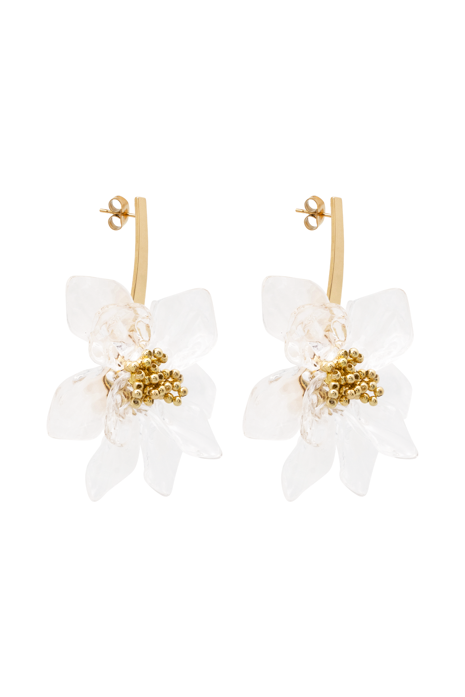 Naomi Acrylic Flower Earring - Gold - Image 5