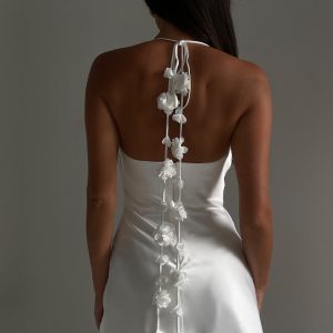 Otillie Rose Halter Mini Dress - White
