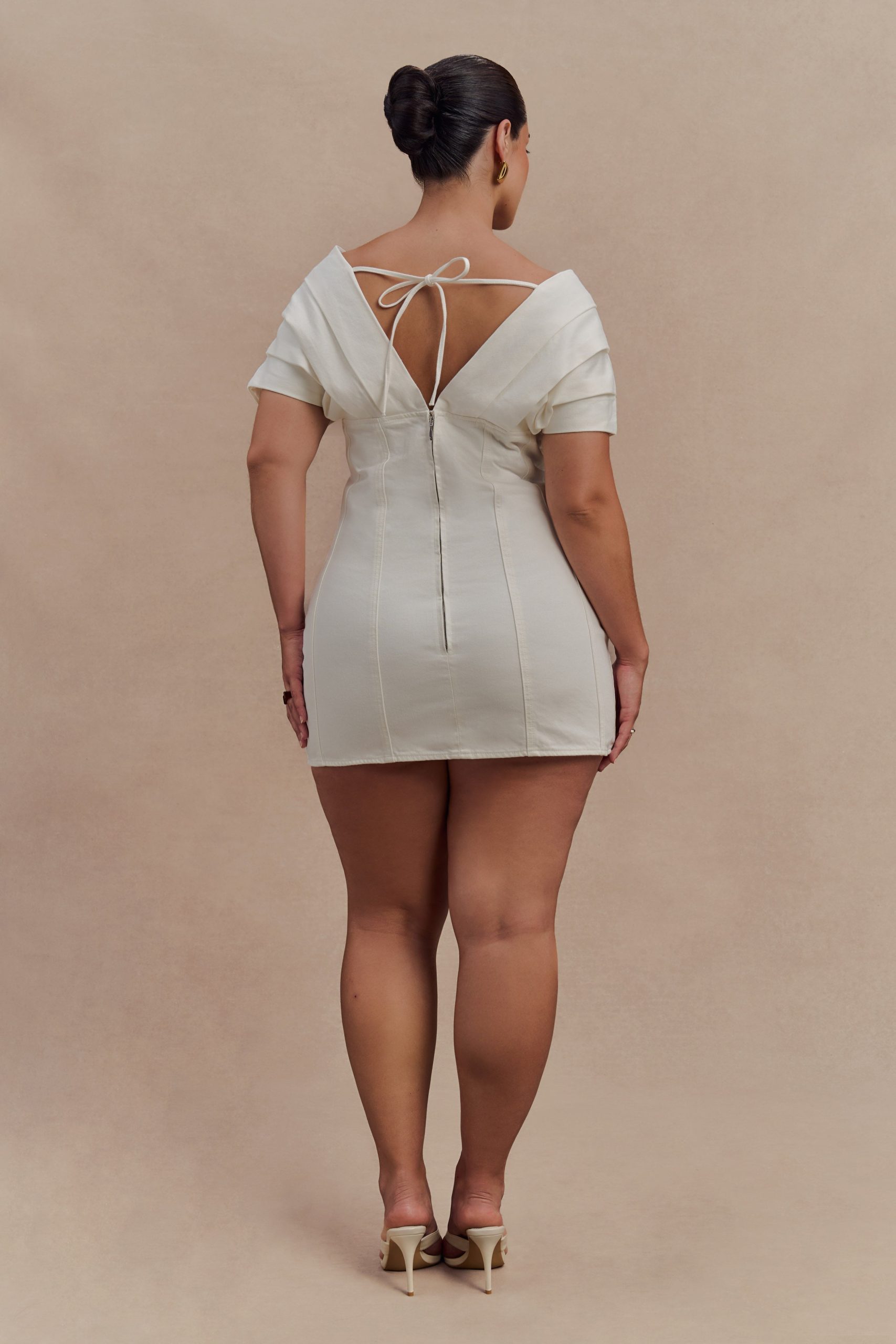 Pascale Off Shoulder Denim Mini Dress - White - Image 7