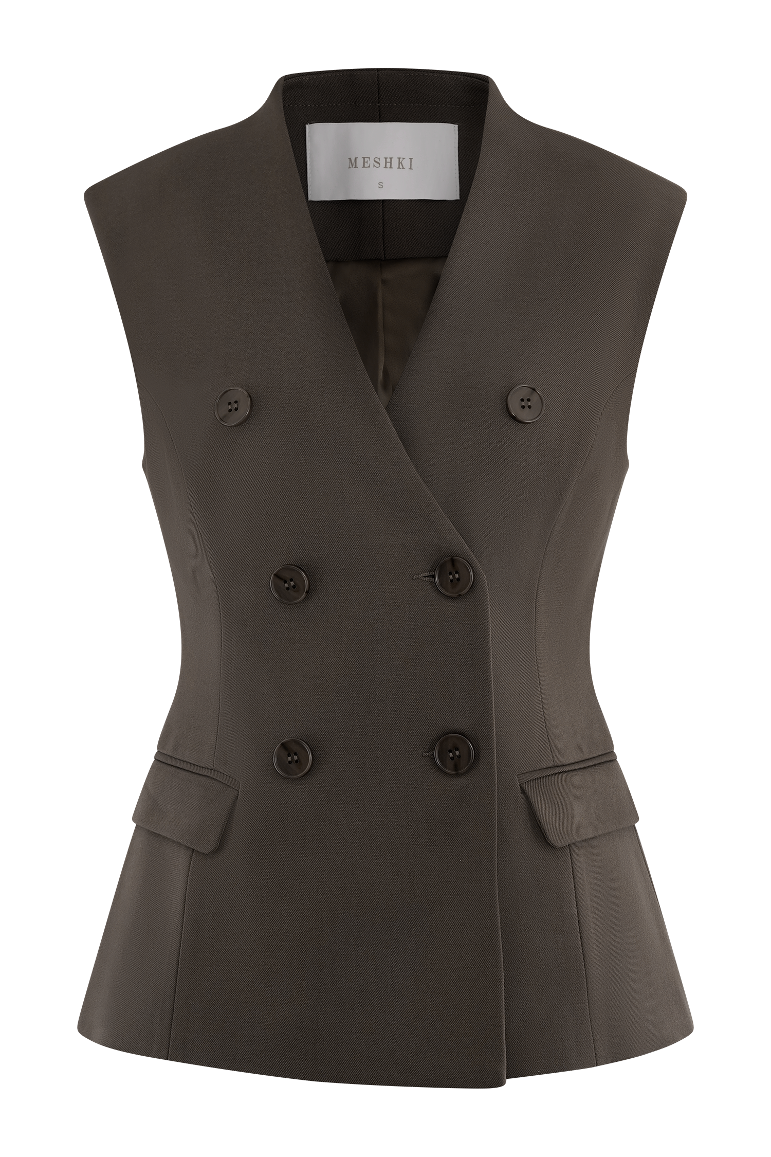 Penelope Suiting Sleeveless Blazer - Chocolate - Image 9
