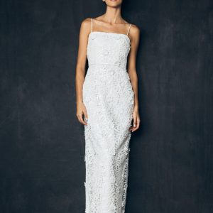 Josefa Sequin Lace Maxi Dress - White