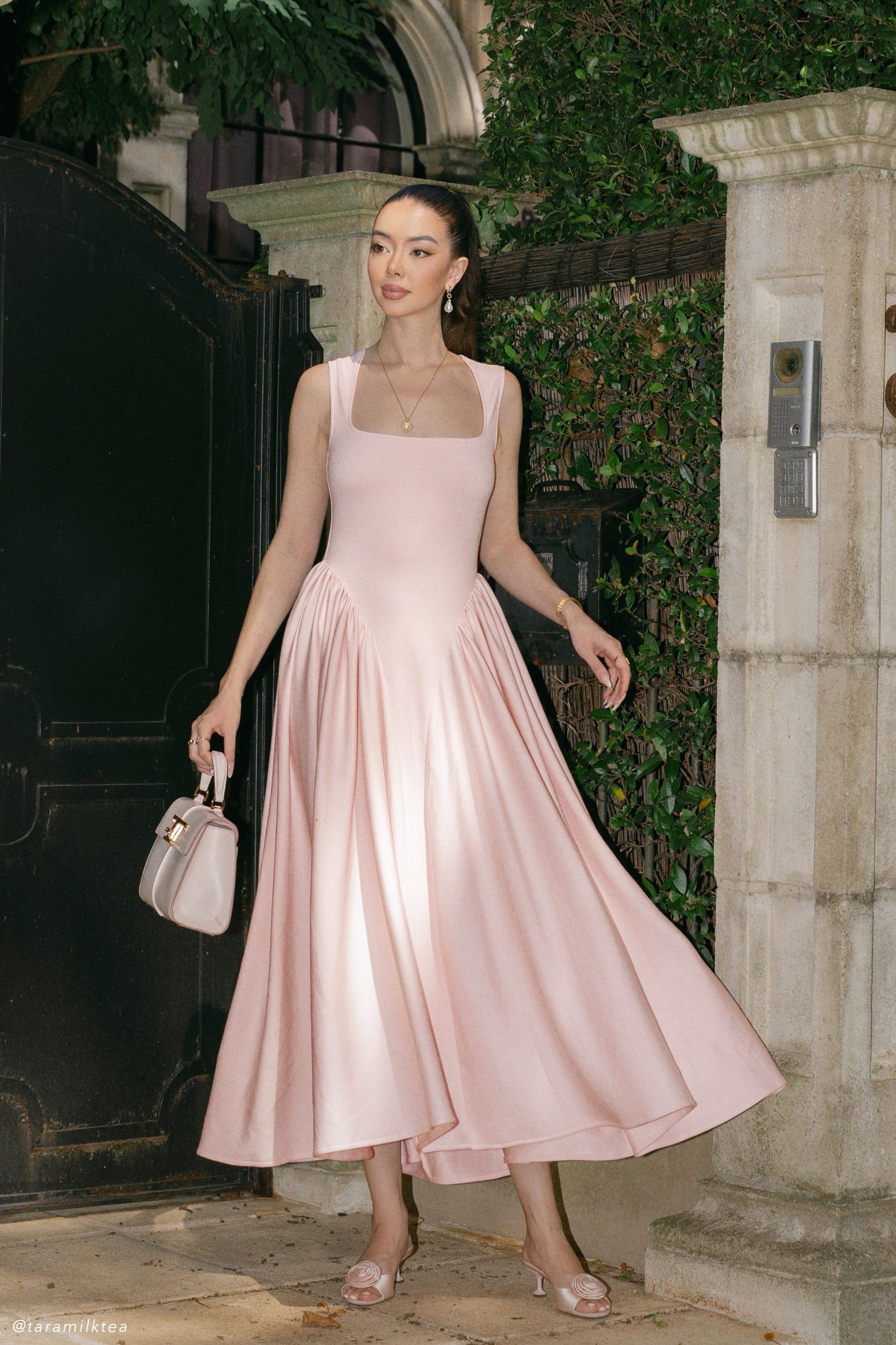 Sharon Scuba Jersey Midi Dress - Ballet Pink - Image 2
